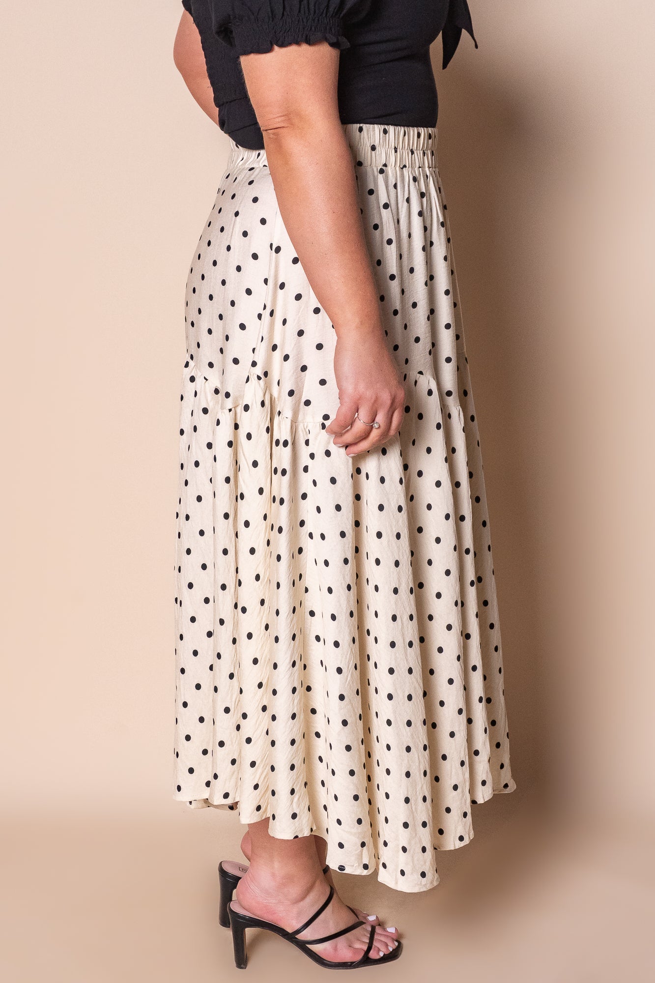 Julia Polka Dot Midi Skirt in Vintage Cream