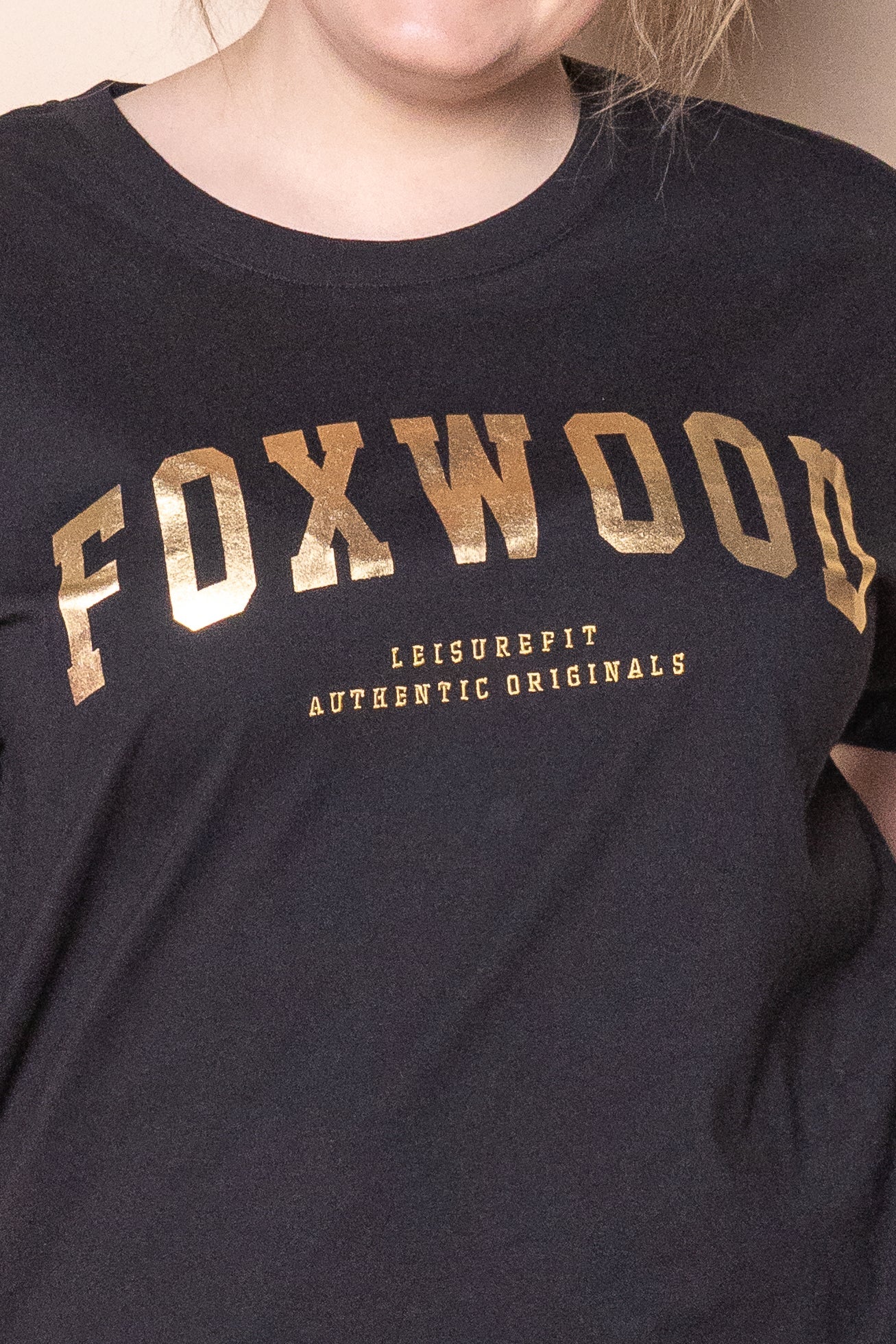 Metallic Interval Tee in Black/Gold - Foxwood