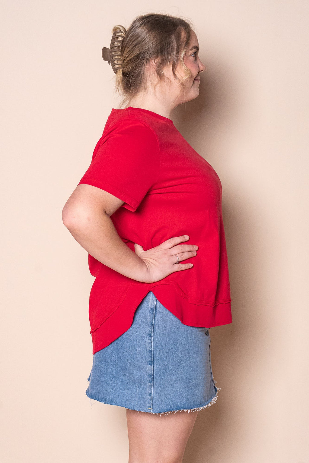 Farrah SS Tee in Crimson - Foxwood