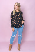 Esmae Polka Dot Top in Black