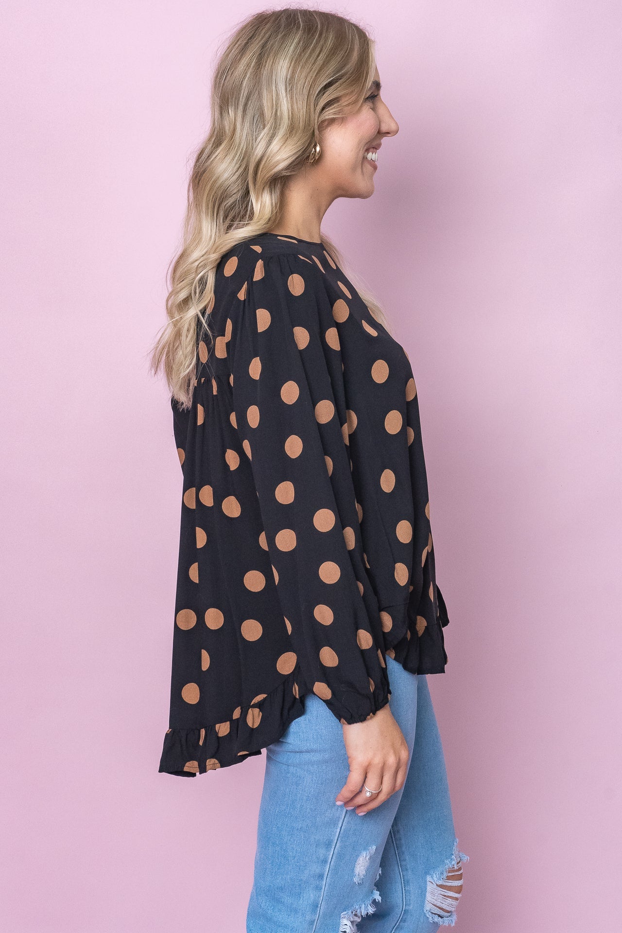 Esmae Polka Dot Top in Black