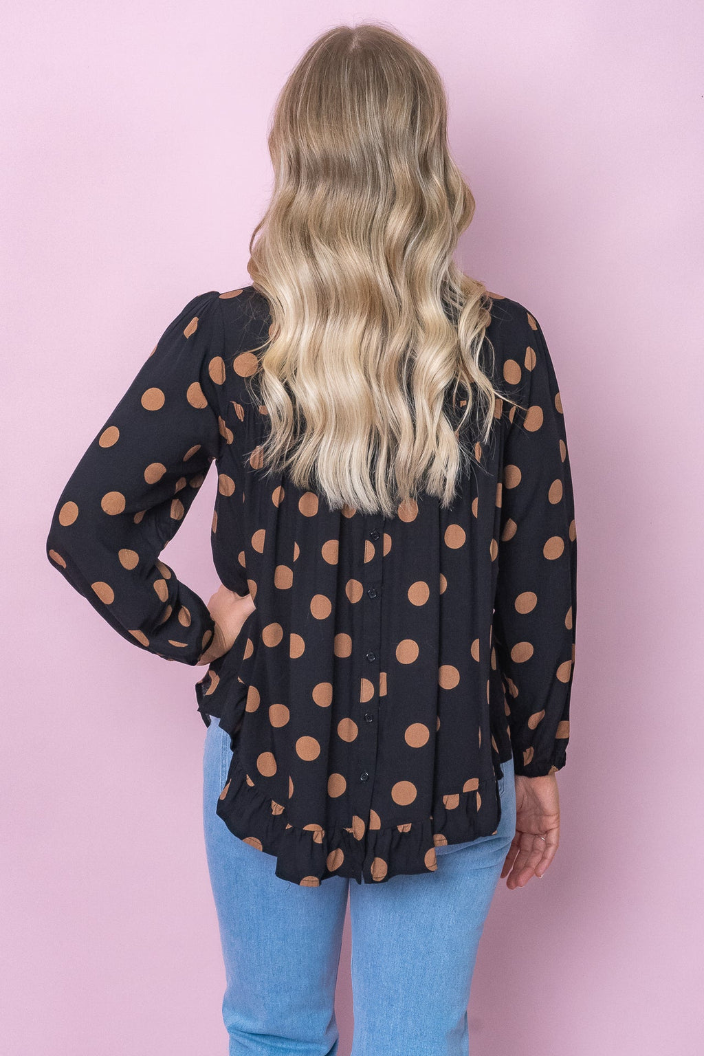 Esmae Polka Dot Top in Black