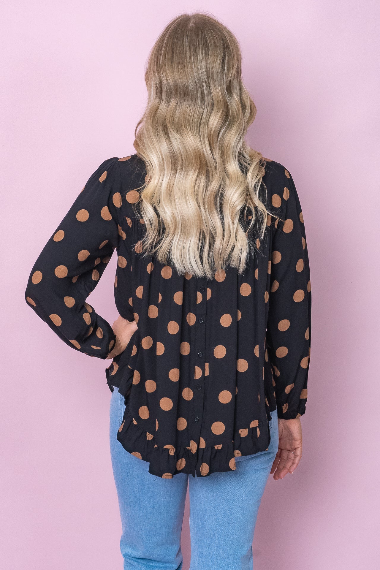 Esmae Polka Dot Top in Black