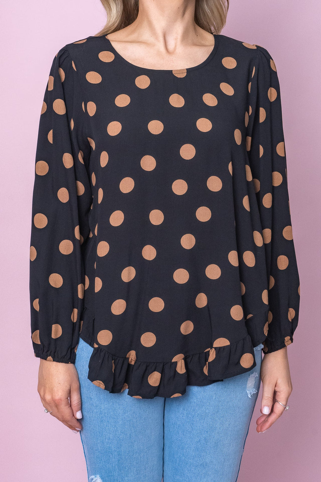 Esmae Polka Dot Top in Black