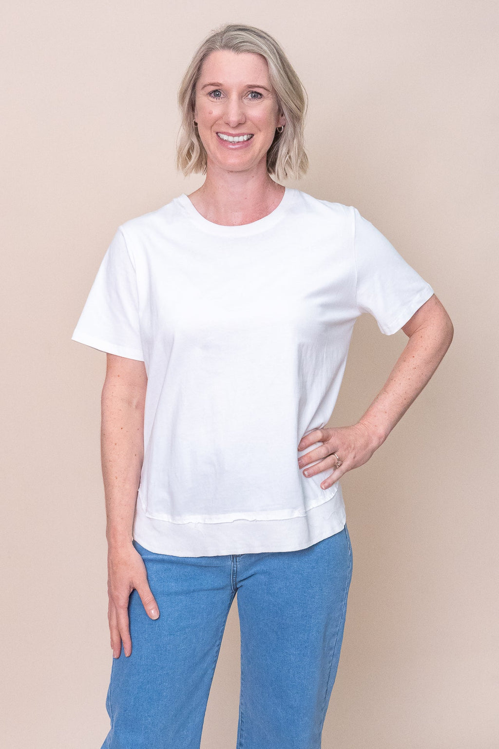 Farrah SS Tee in White - Foxwood