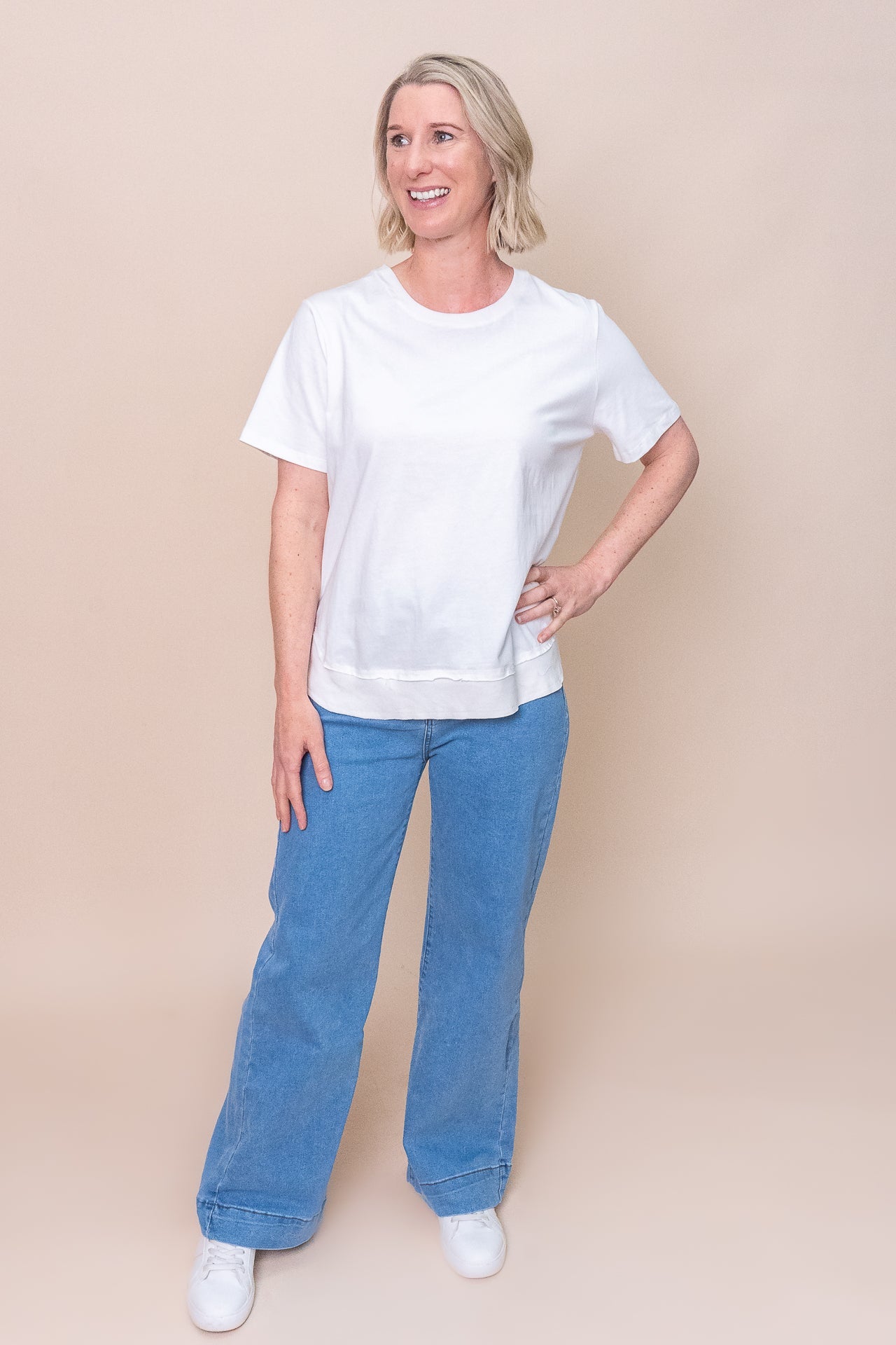 Farrah SS Tee in White - Foxwood