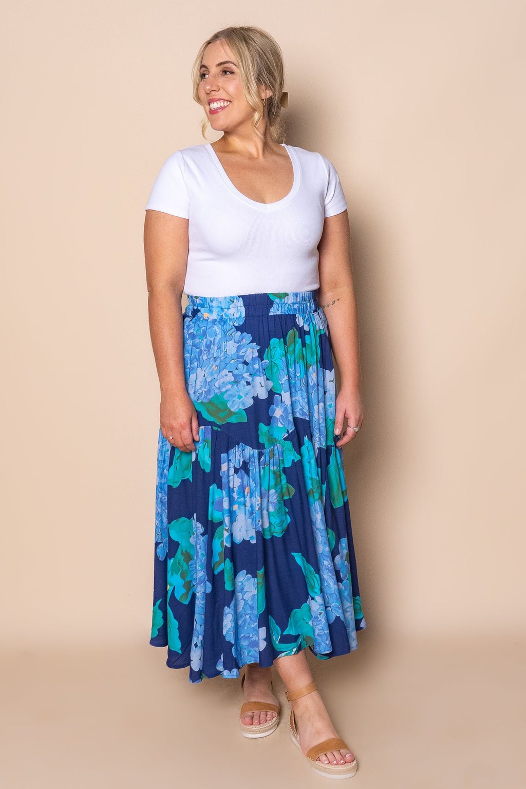 Odette Midi Skirt in Navy