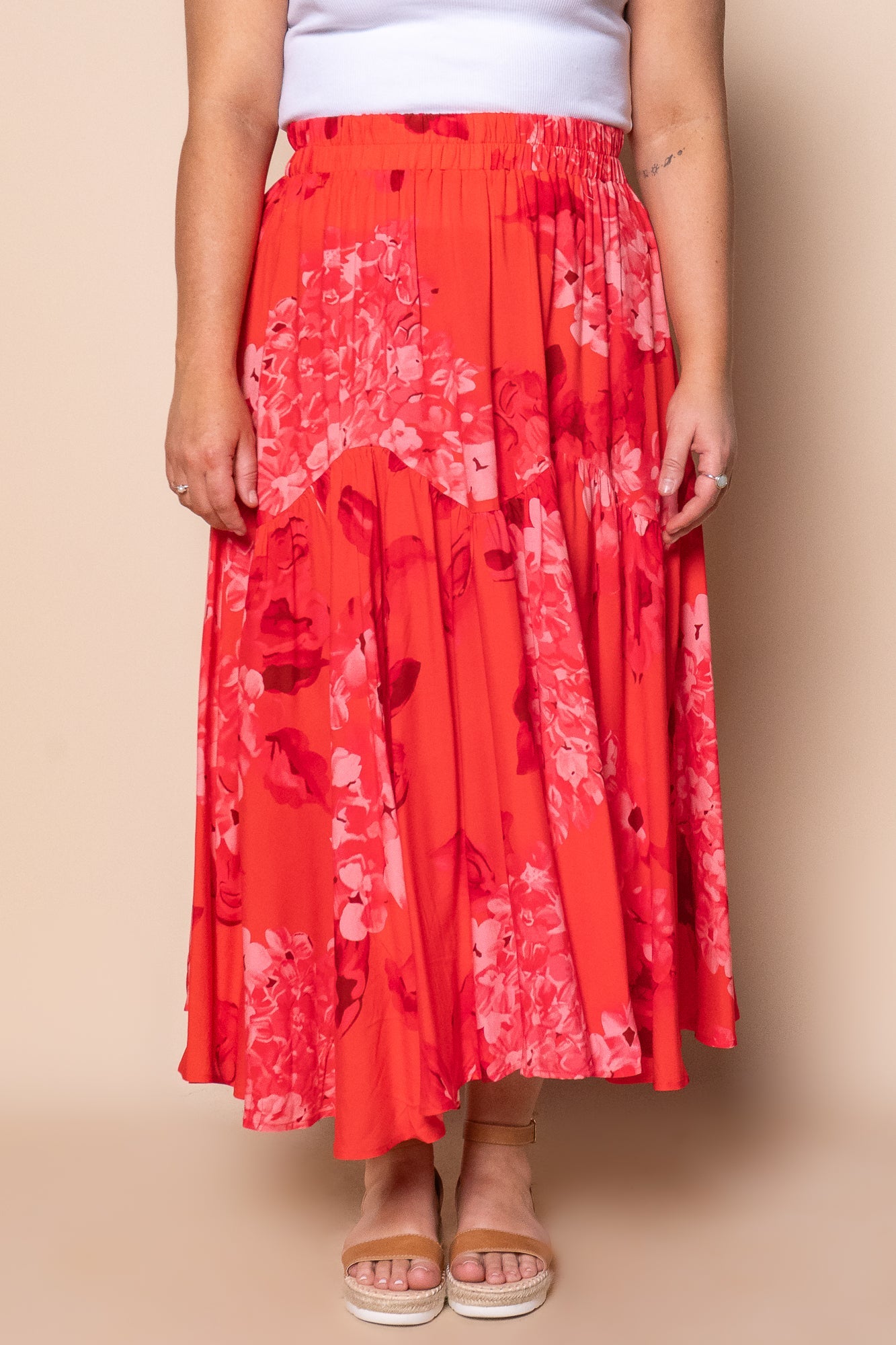 Odette Midi Skirt in Red