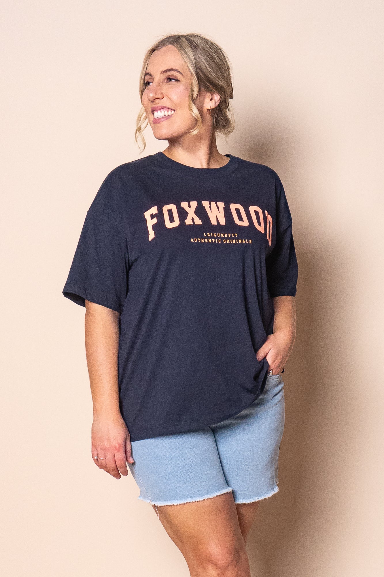 Interval Tee in Navy/Peach - Foxwood