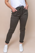 Sylvia Jogger Pants in Dark Khaki - Foxwood