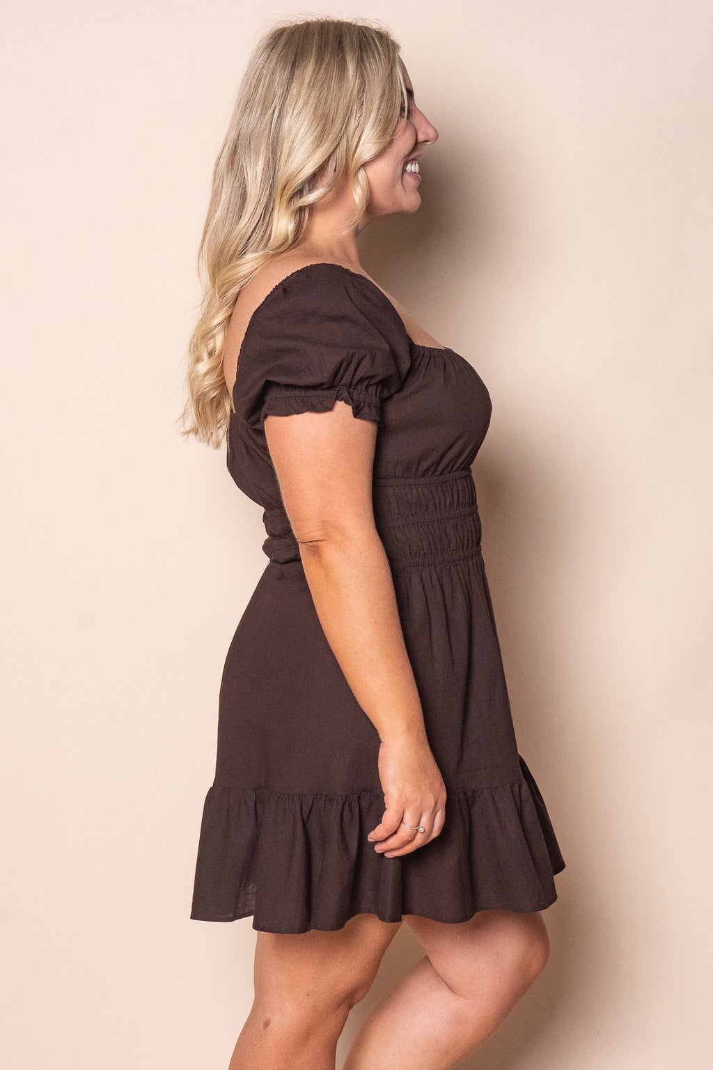 Essential SS Mini Dress in Brown - All About Eve