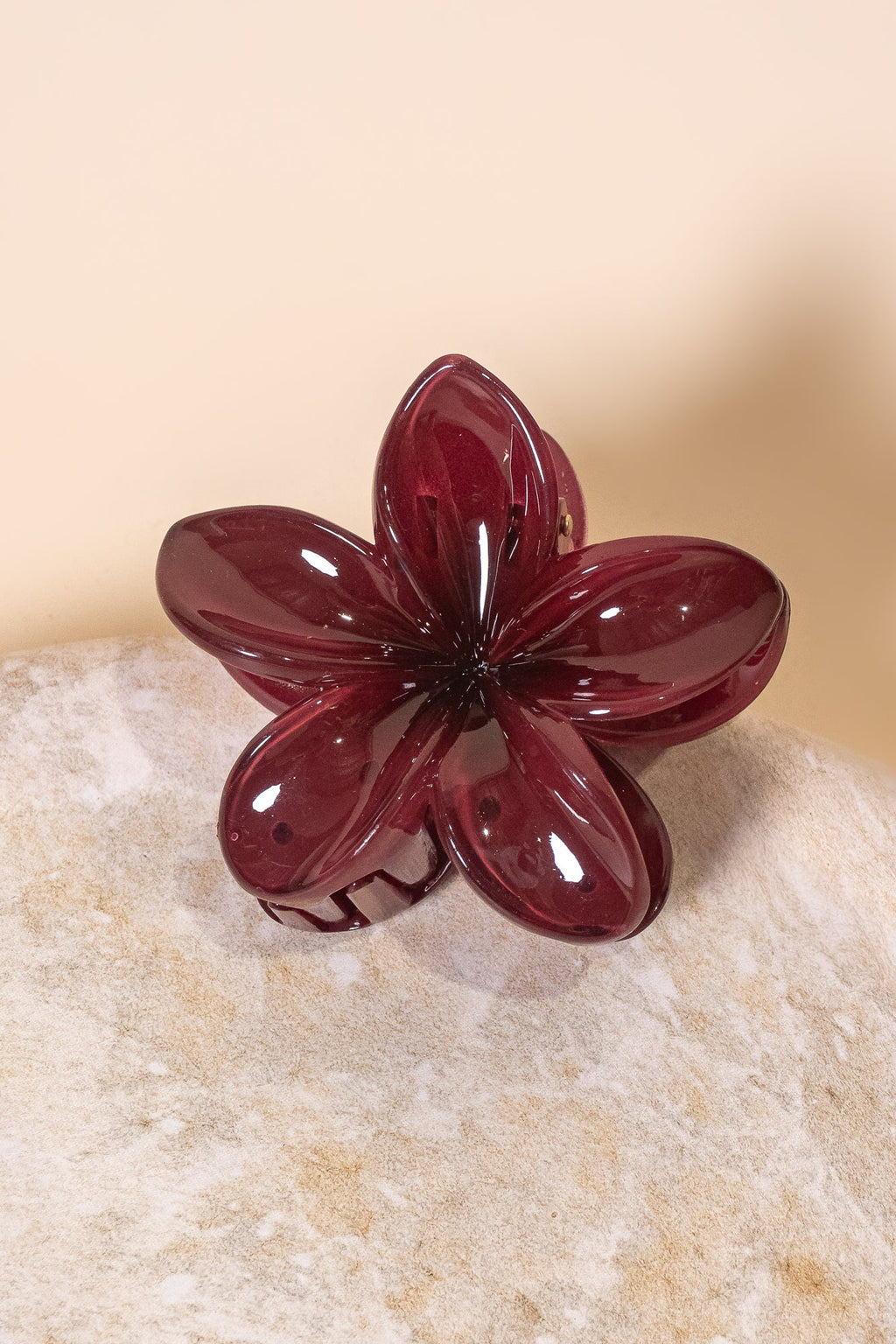Ruby Hibiscus Hairclip in Port - All About Eve