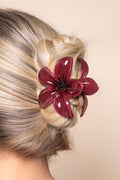 Ruby Hibiscus Hairclip in Port - All About Eve