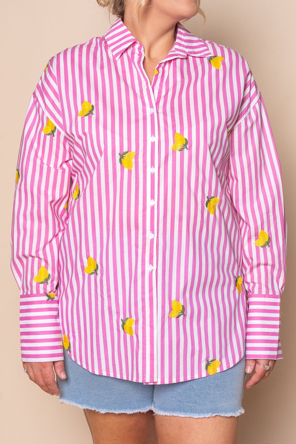 Gillian Striped Shirt in Pink