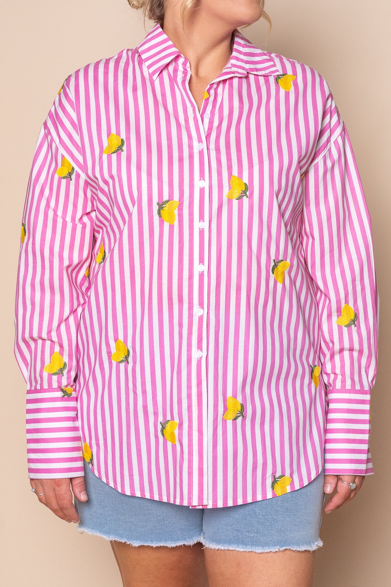 Gillian Striped Shirt in Pink
