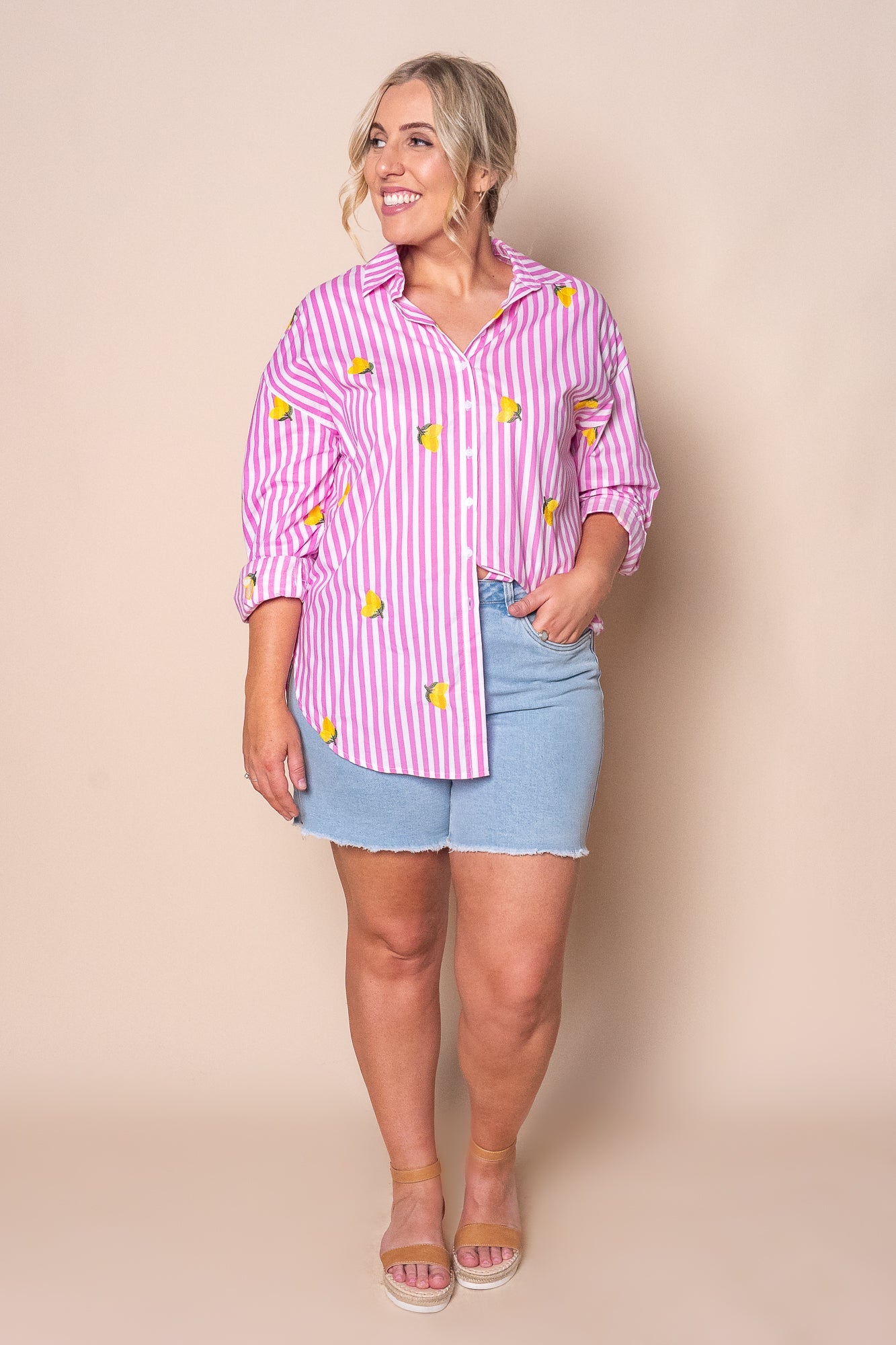 Gillian Striped Shirt in Pink