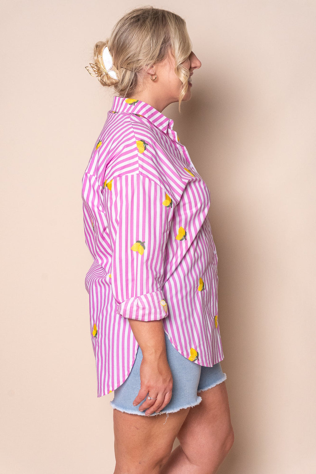 Gillian Striped Shirt in Pink