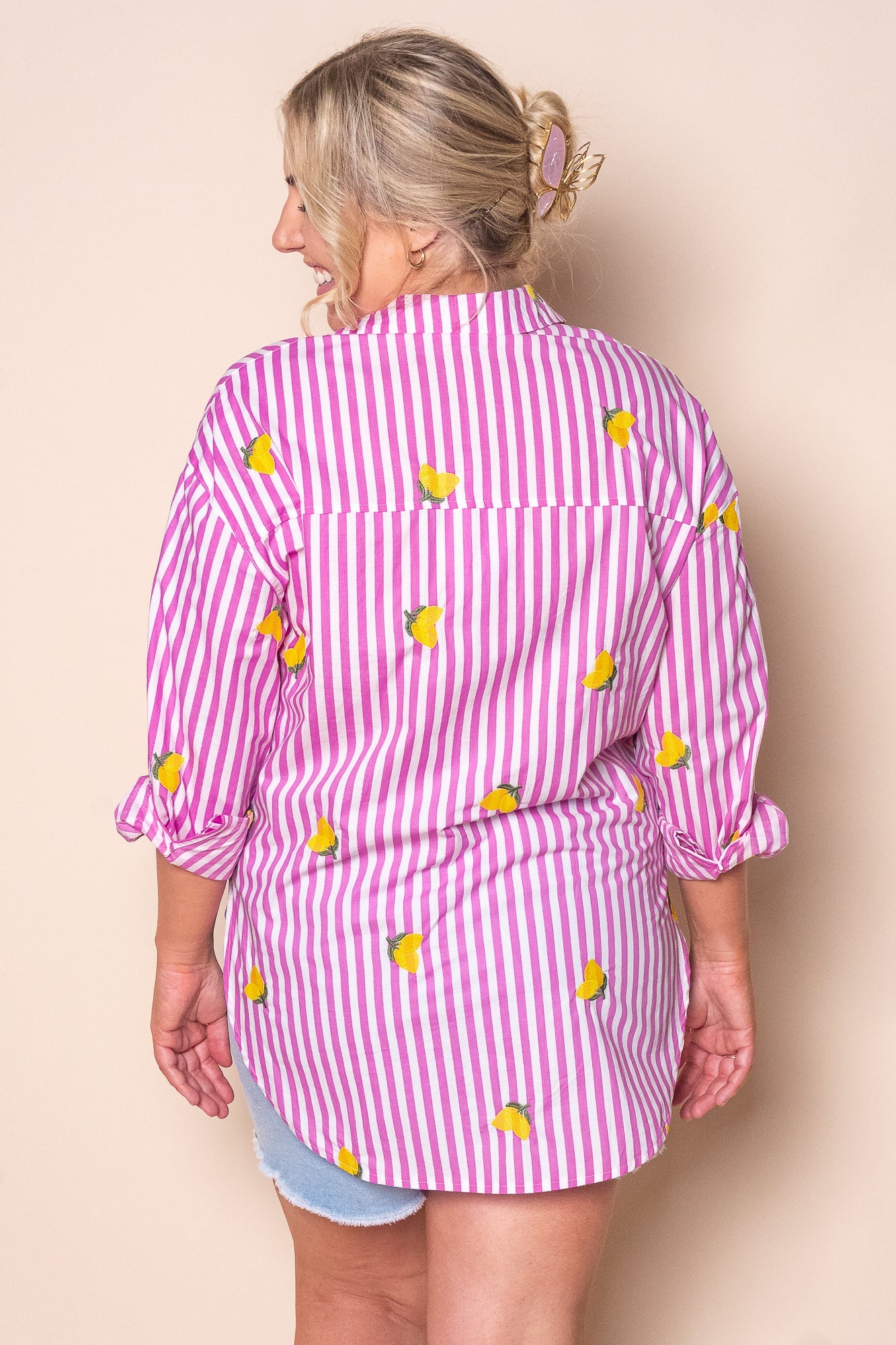 Gillian Striped Shirt in Pink