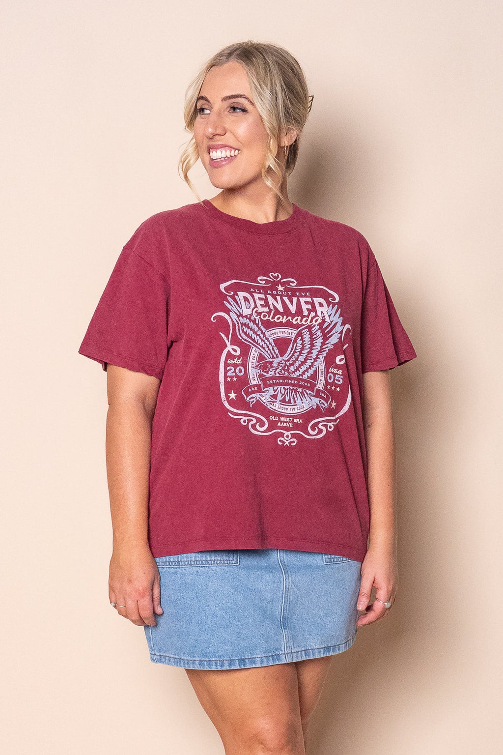 Old West Era Box Tee in Wine - All About Eve