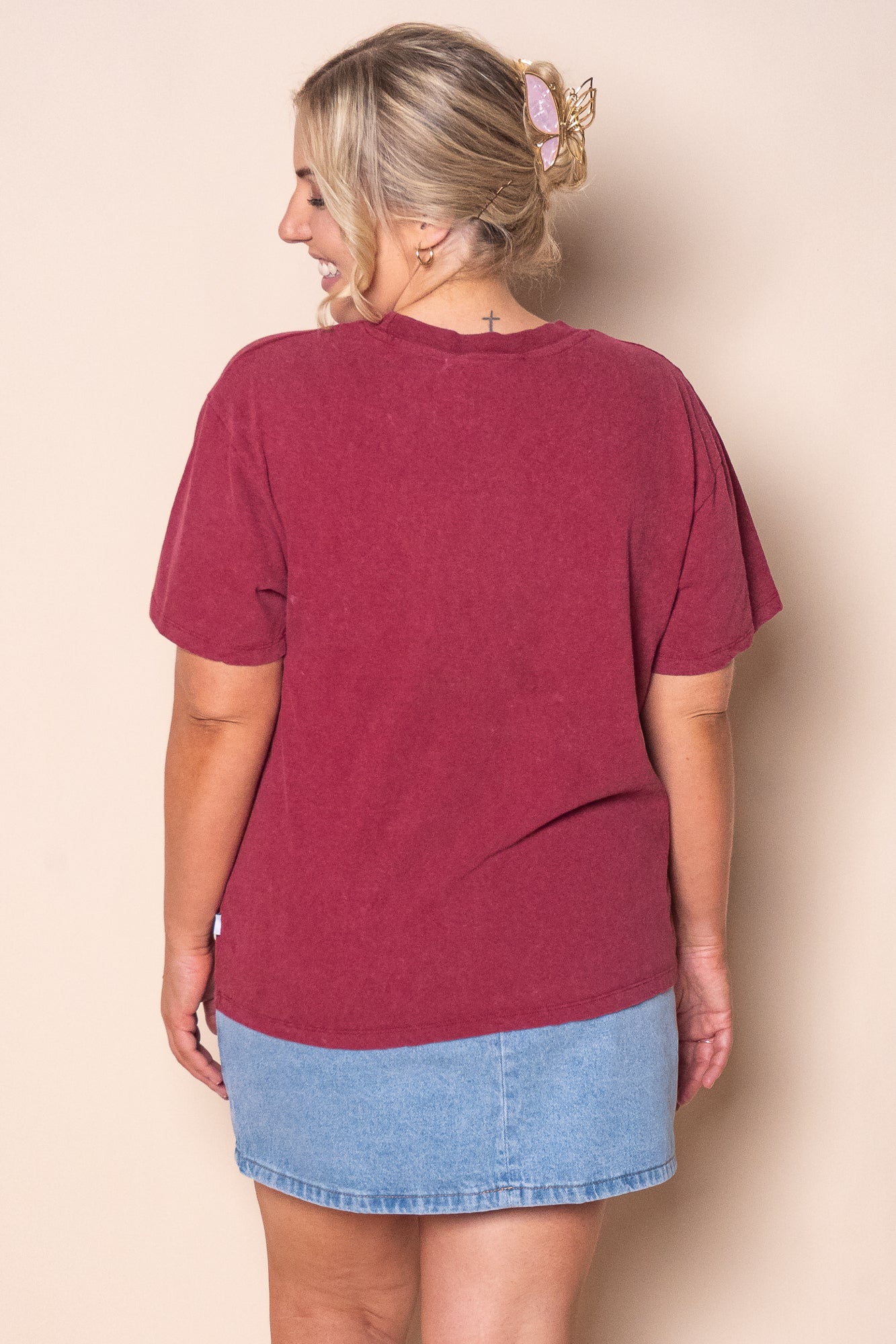 Old West Era Box Tee in Wine - All About Eve