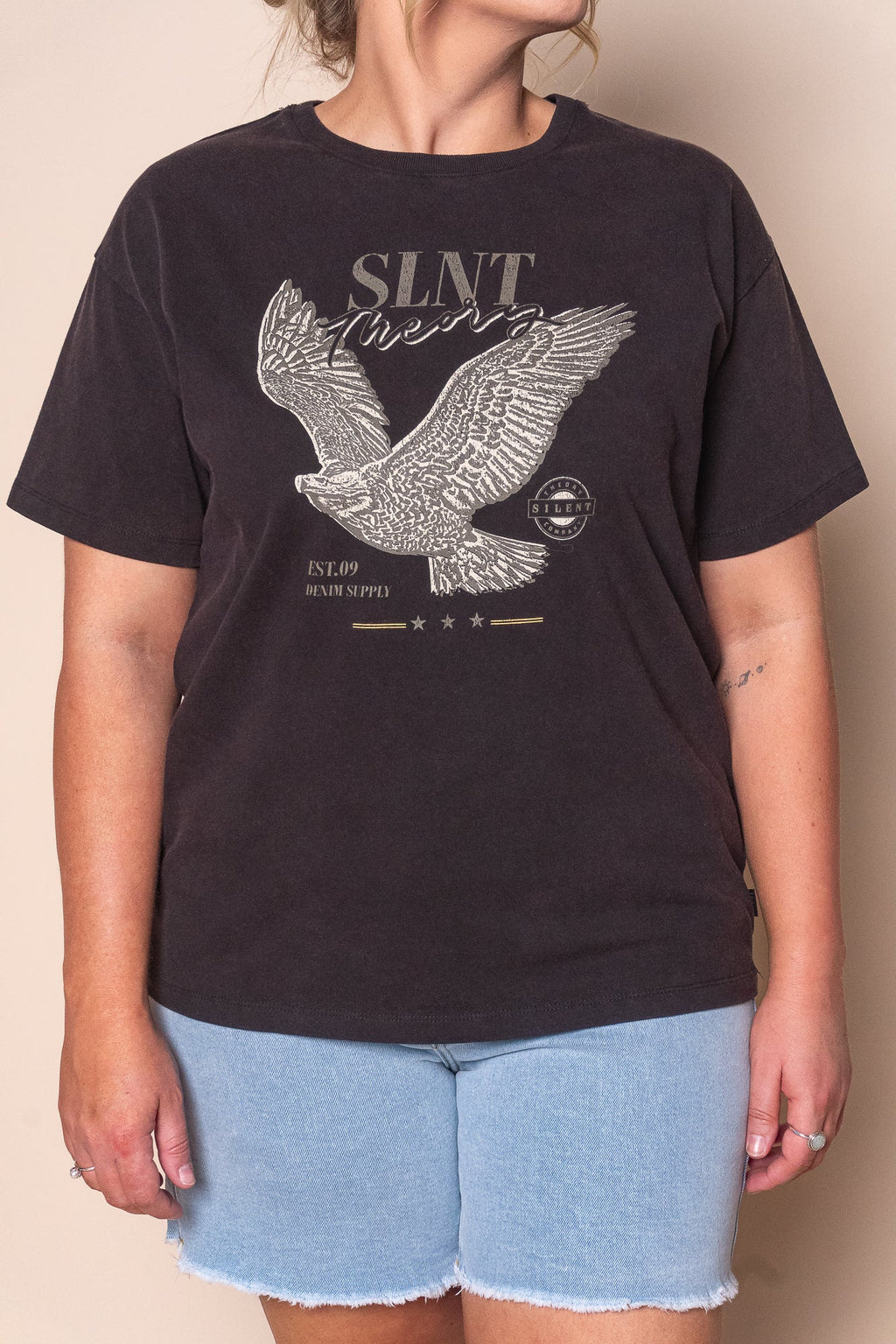 Hand Drawn Tee in Washed Black - Silent Theory