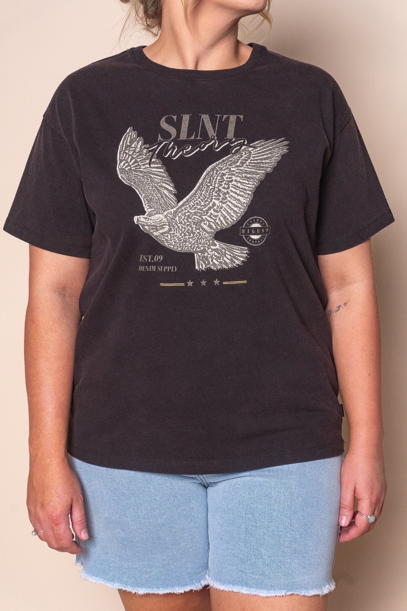 Hand Drawn Tee in Washed Black - Silent Theory