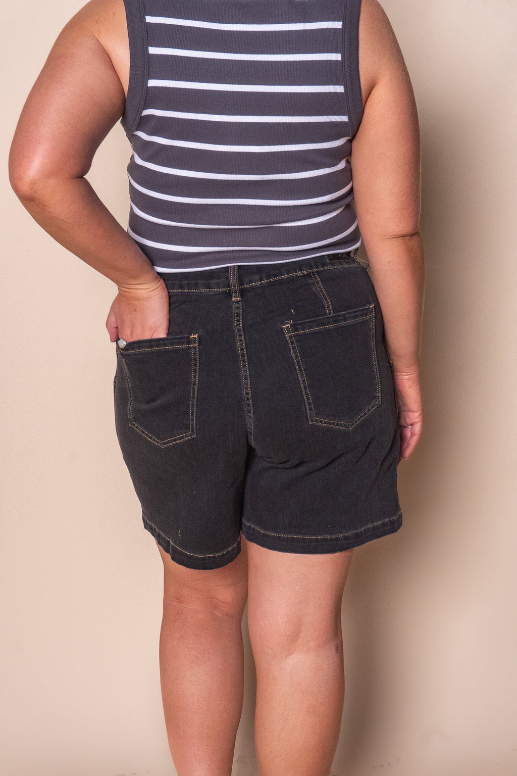 Balmy Denim Shorts in Washed Black - Foxwood