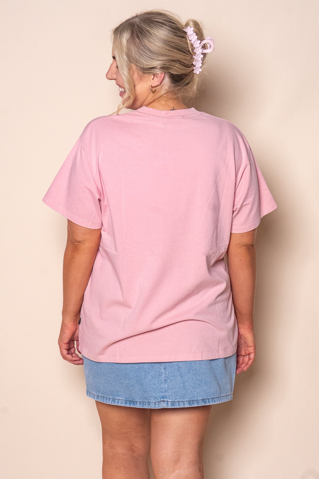 Wild Cherry Relaxed Tee in Pale Pink - All About Eve