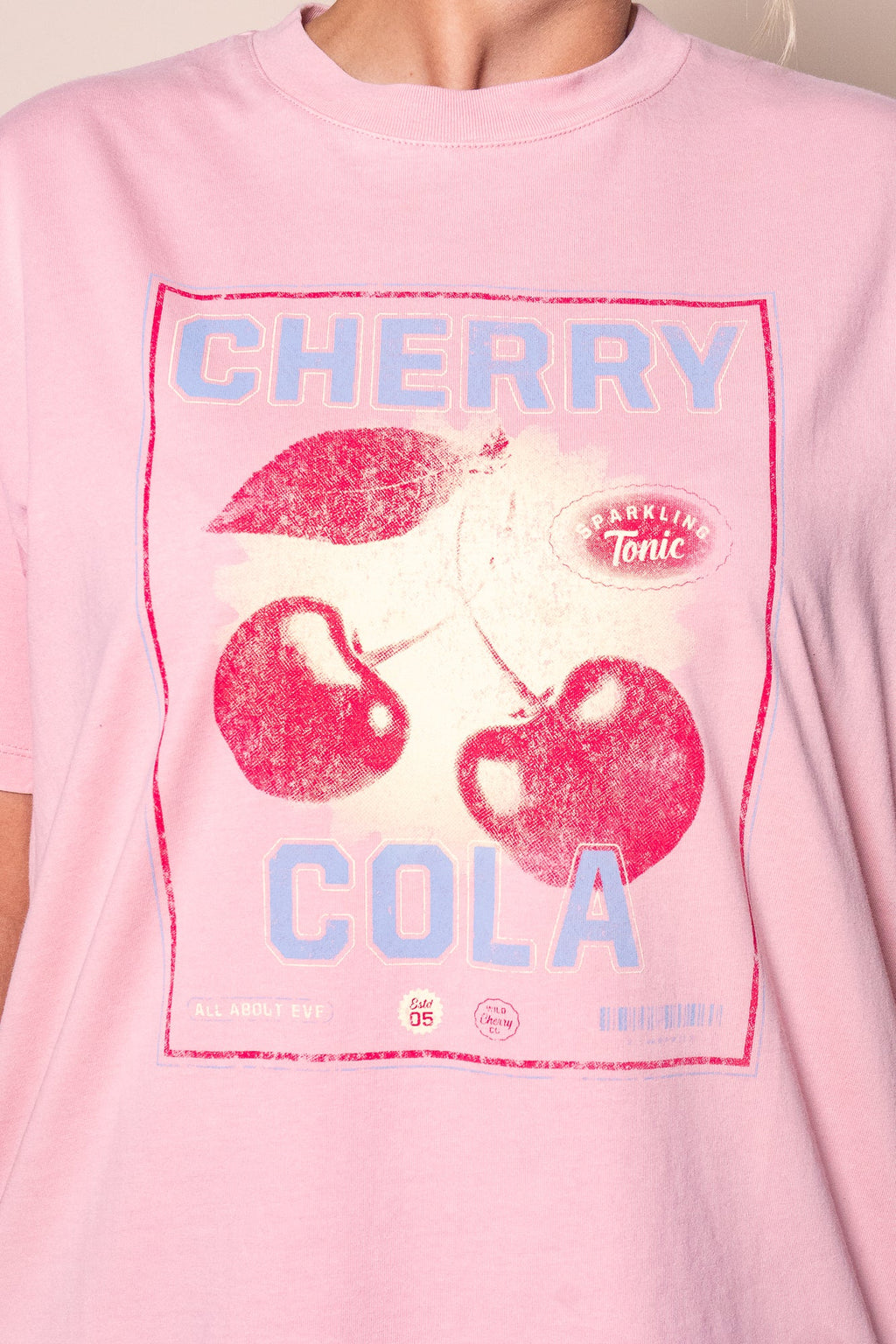 Wild Cherry Relaxed Tee in Pale Pink - All About Eve