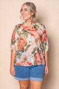 Nora Floral Top in Coral