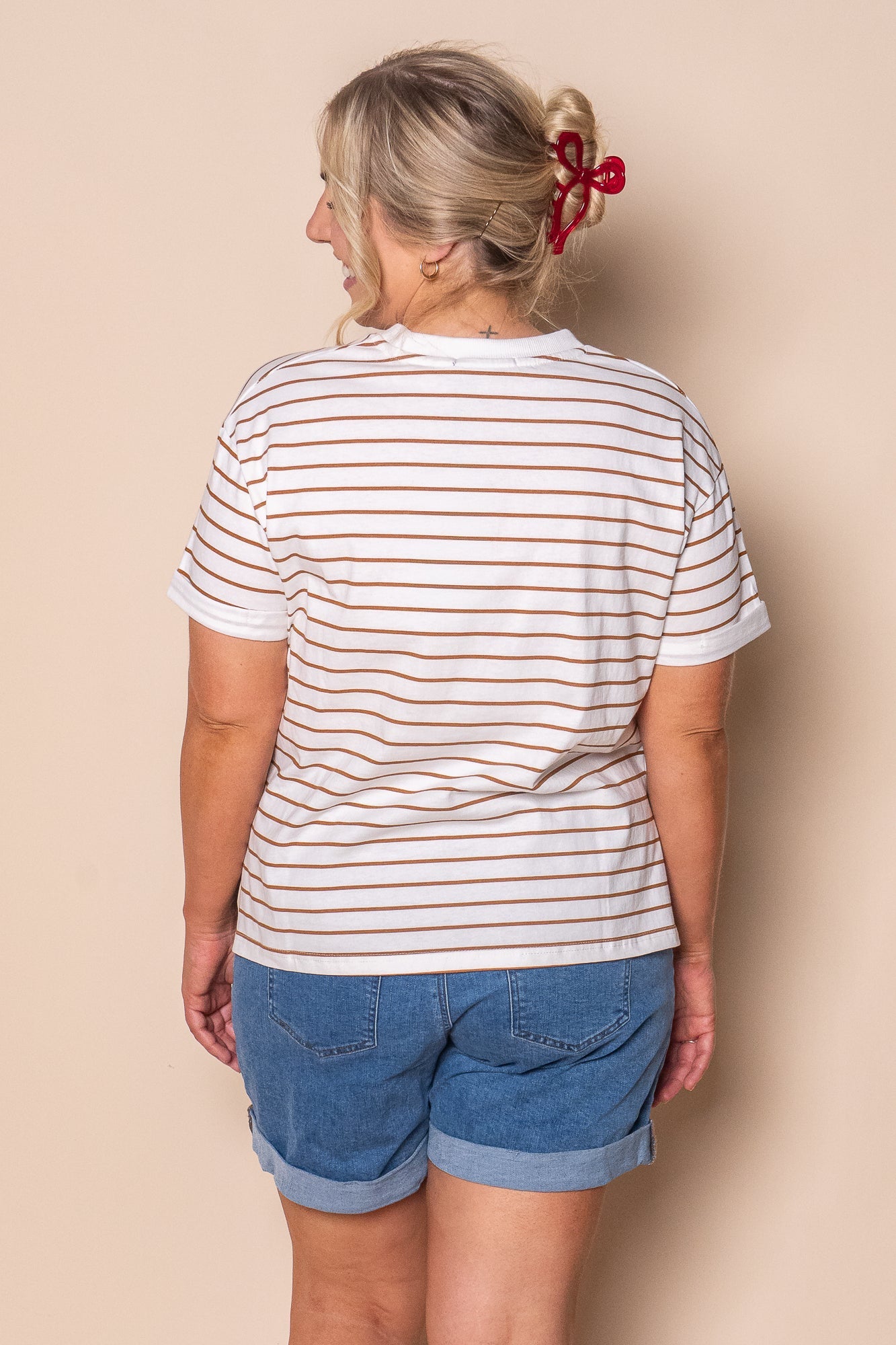 AAE Washed Stripe Tee in Cinnamon - All About Eve