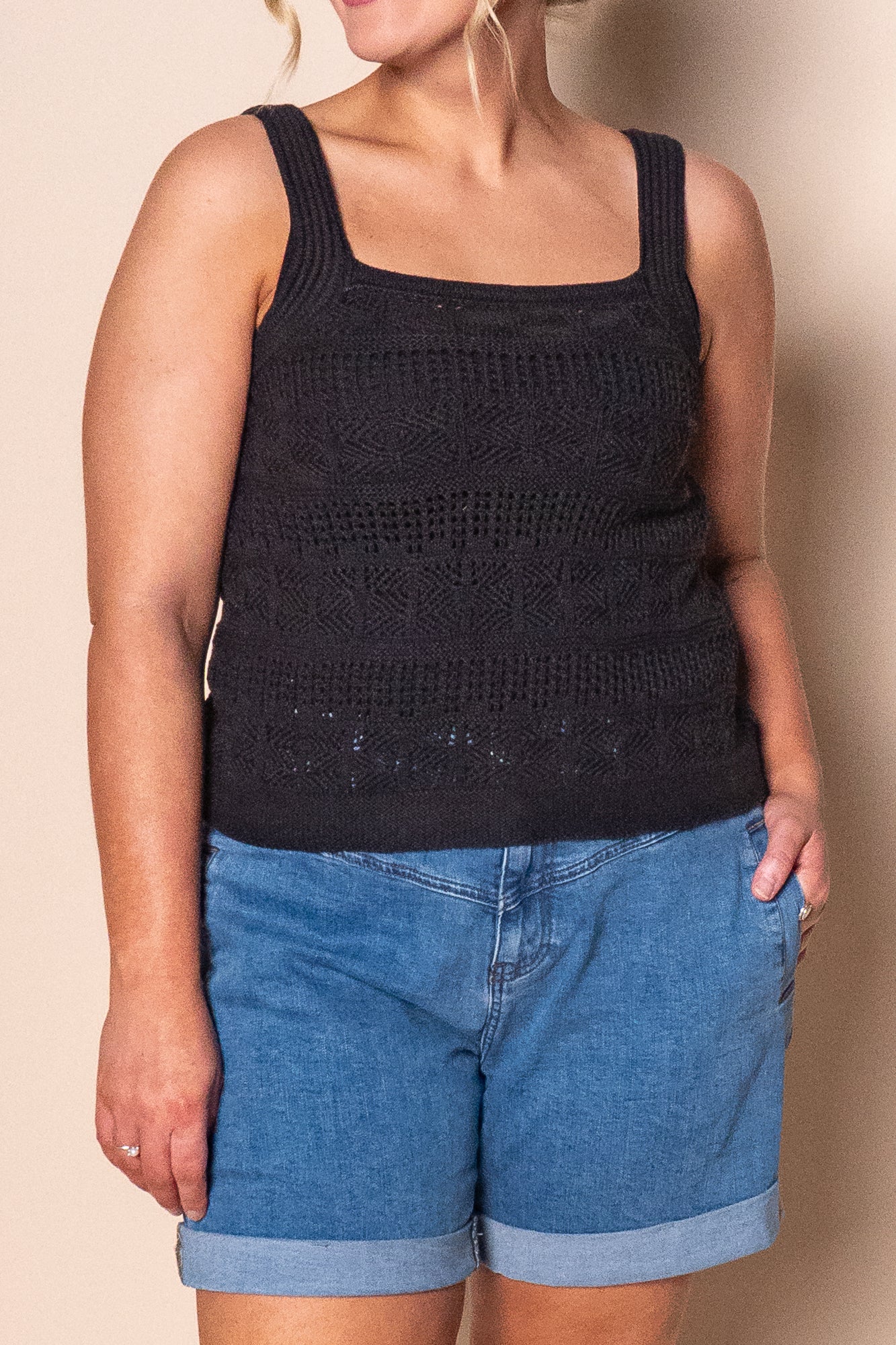 Polperro Knit Top in Black - Foxwood