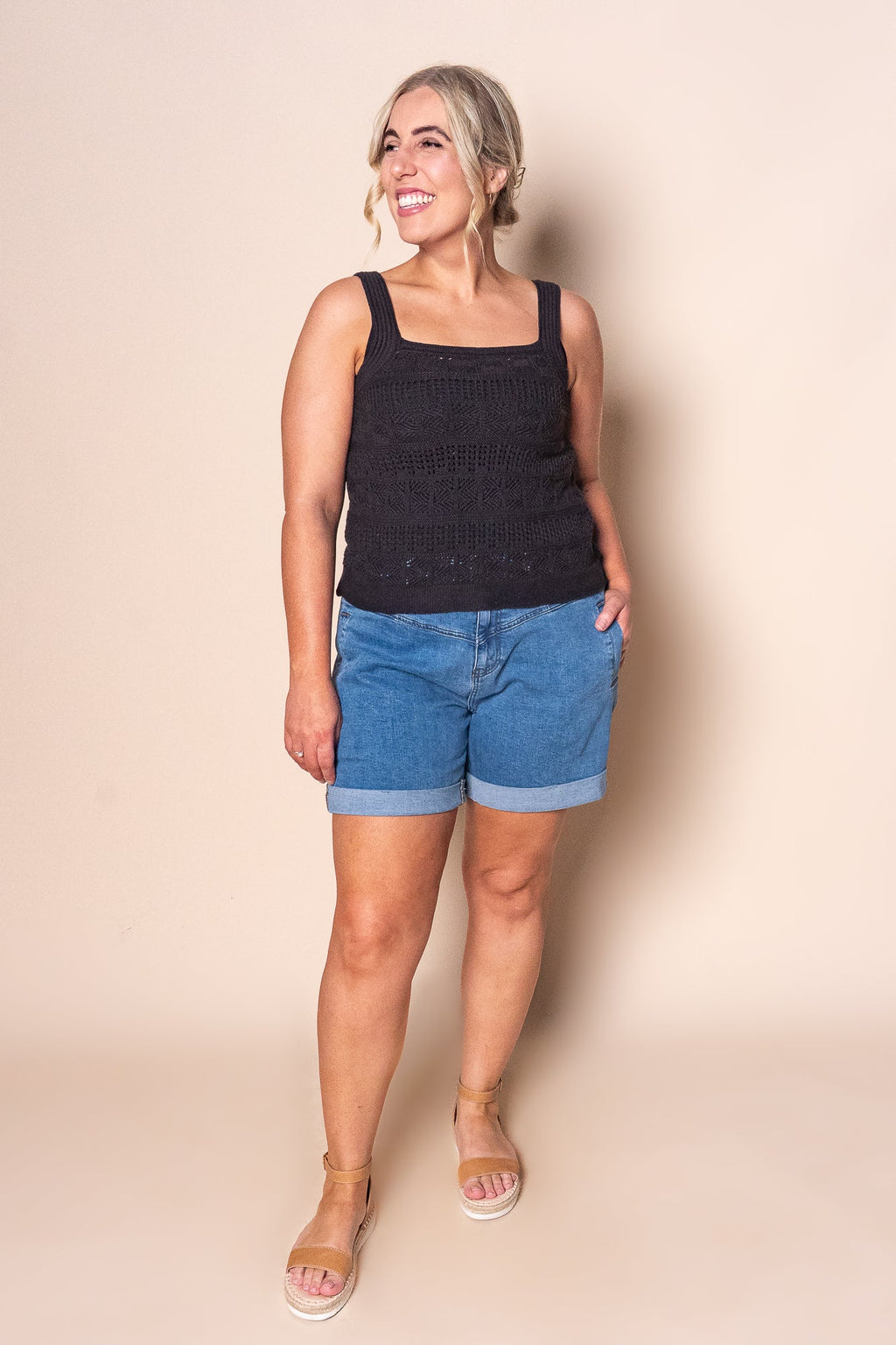 Polperro Knit Top in Black - Foxwood