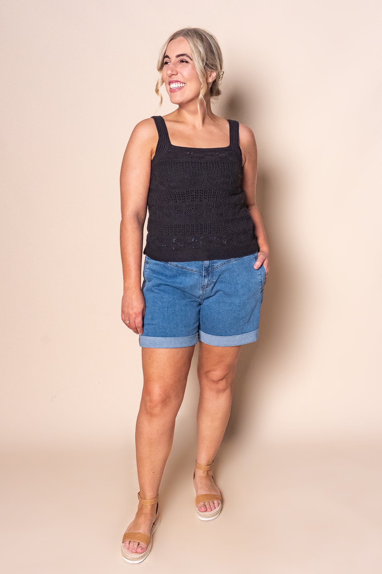 Polperro Knit Top in Black - Foxwood