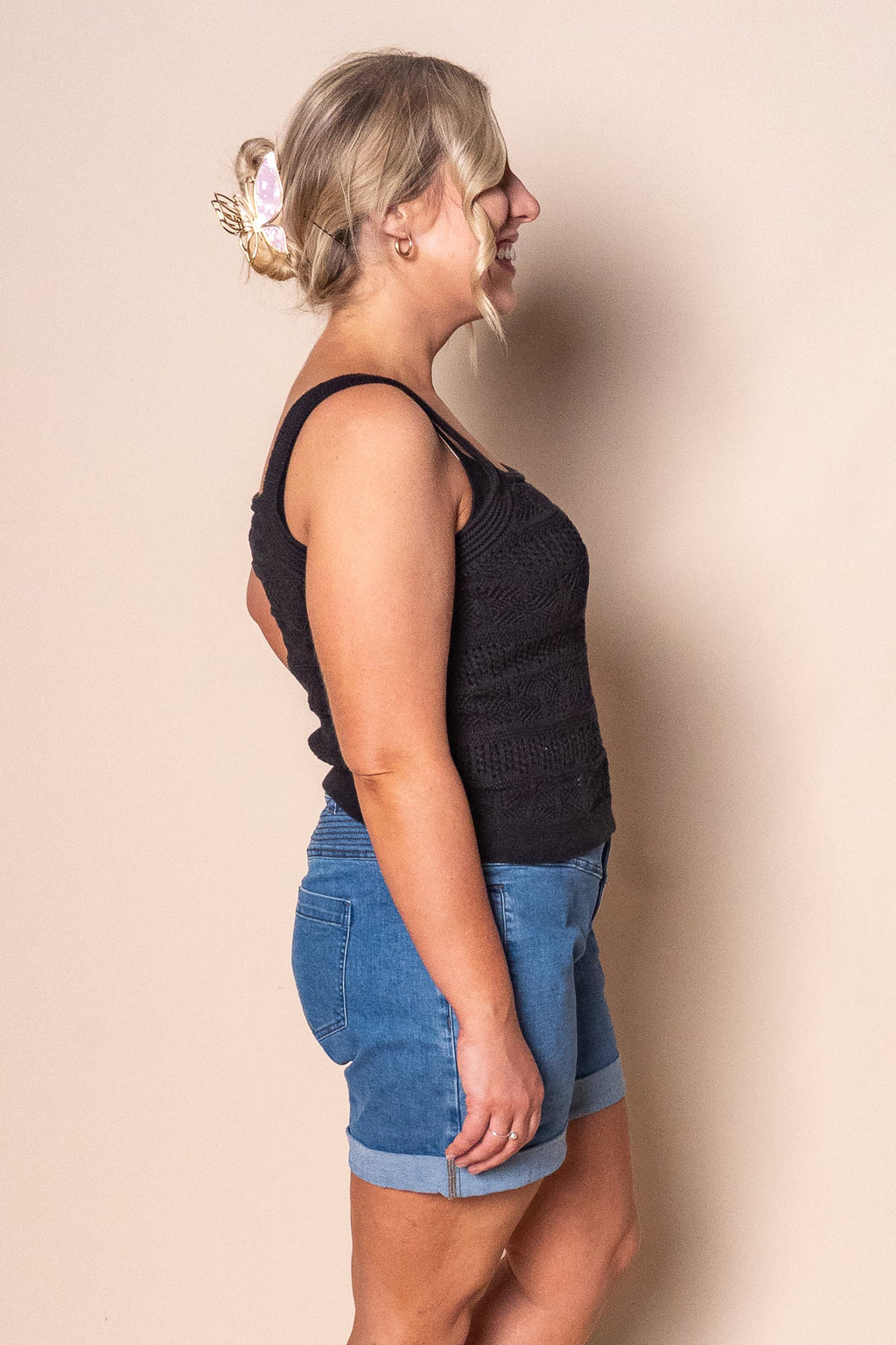 Polperro Knit Top in Black - Foxwood