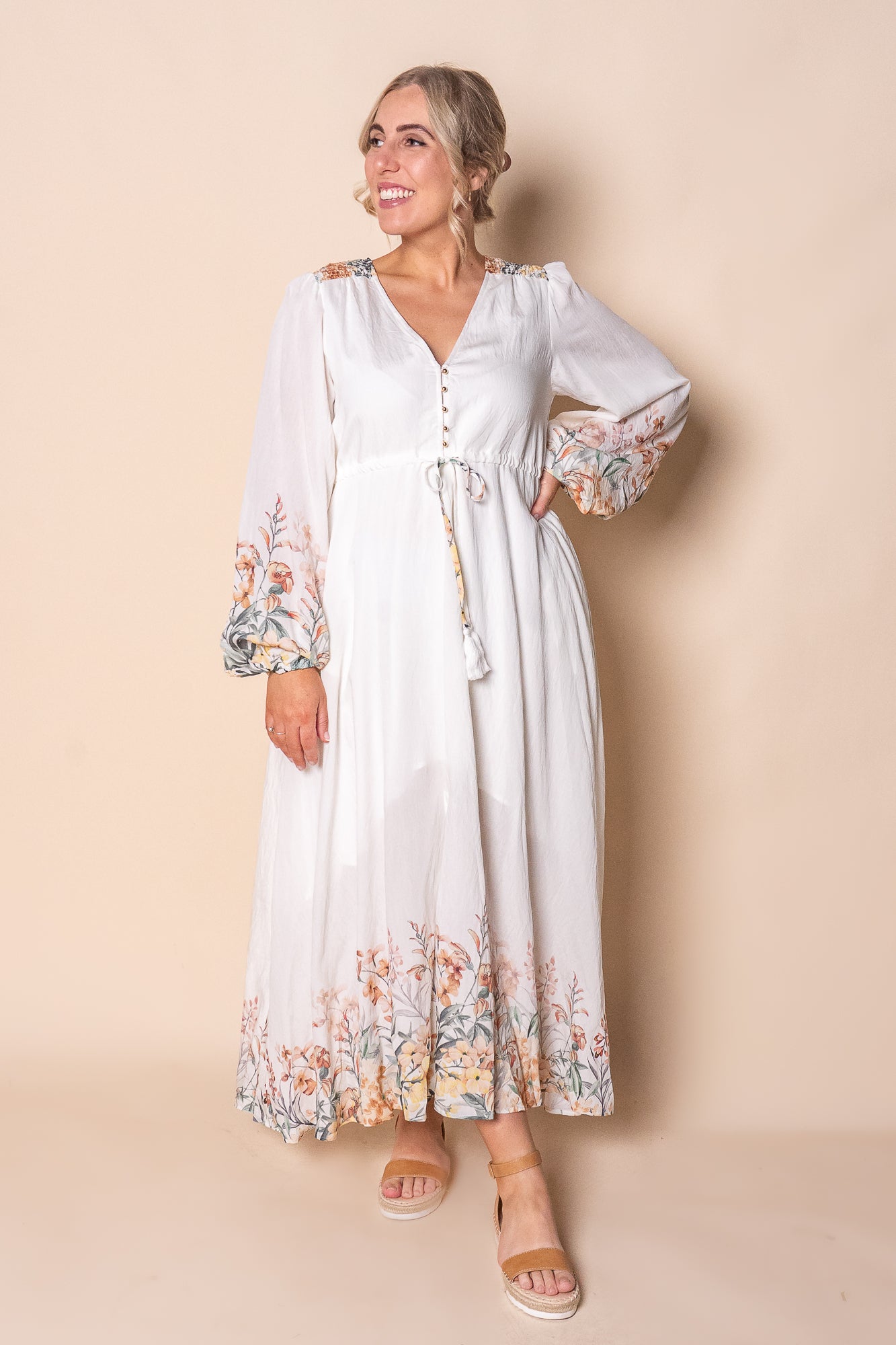 Venice Maxi Dress in Vintage Cream