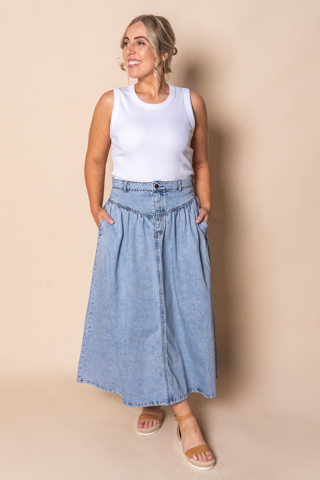 Arlo Maxi Skirt in Light Blue - All About Eve