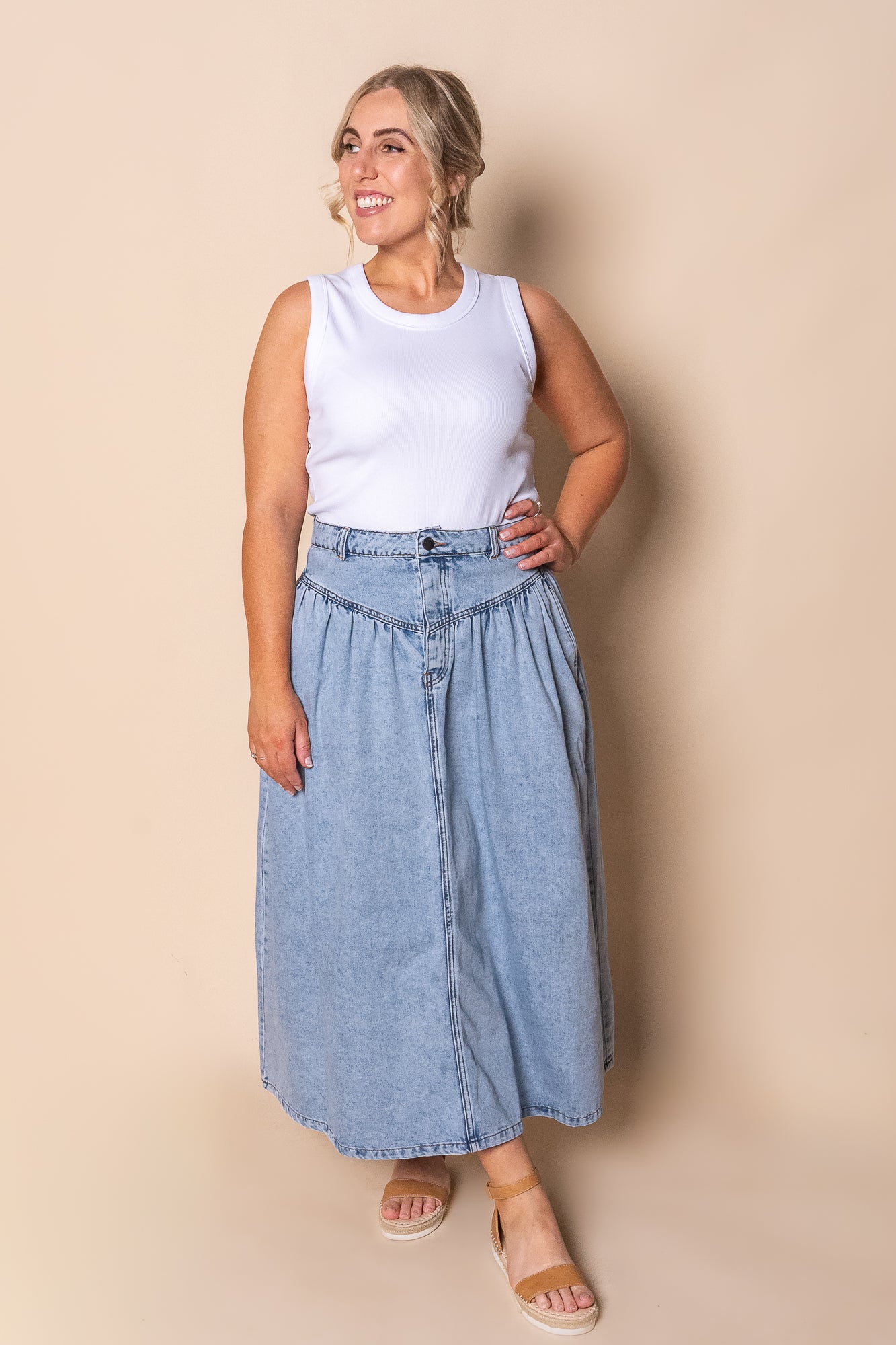 Arlo Maxi Skirt in Light Blue - All About Eve