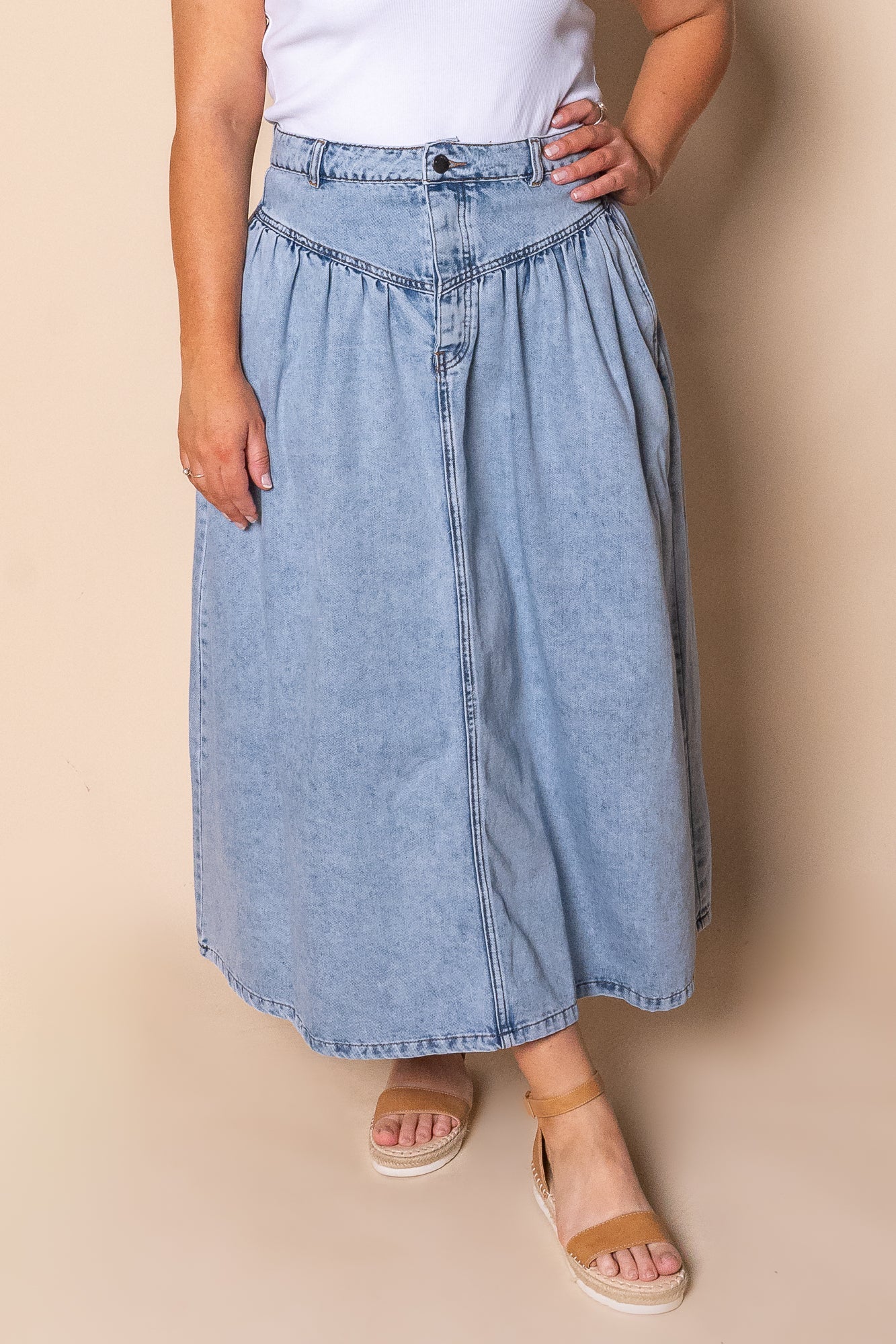 Arlo Maxi Skirt in Light Blue - All About Eve