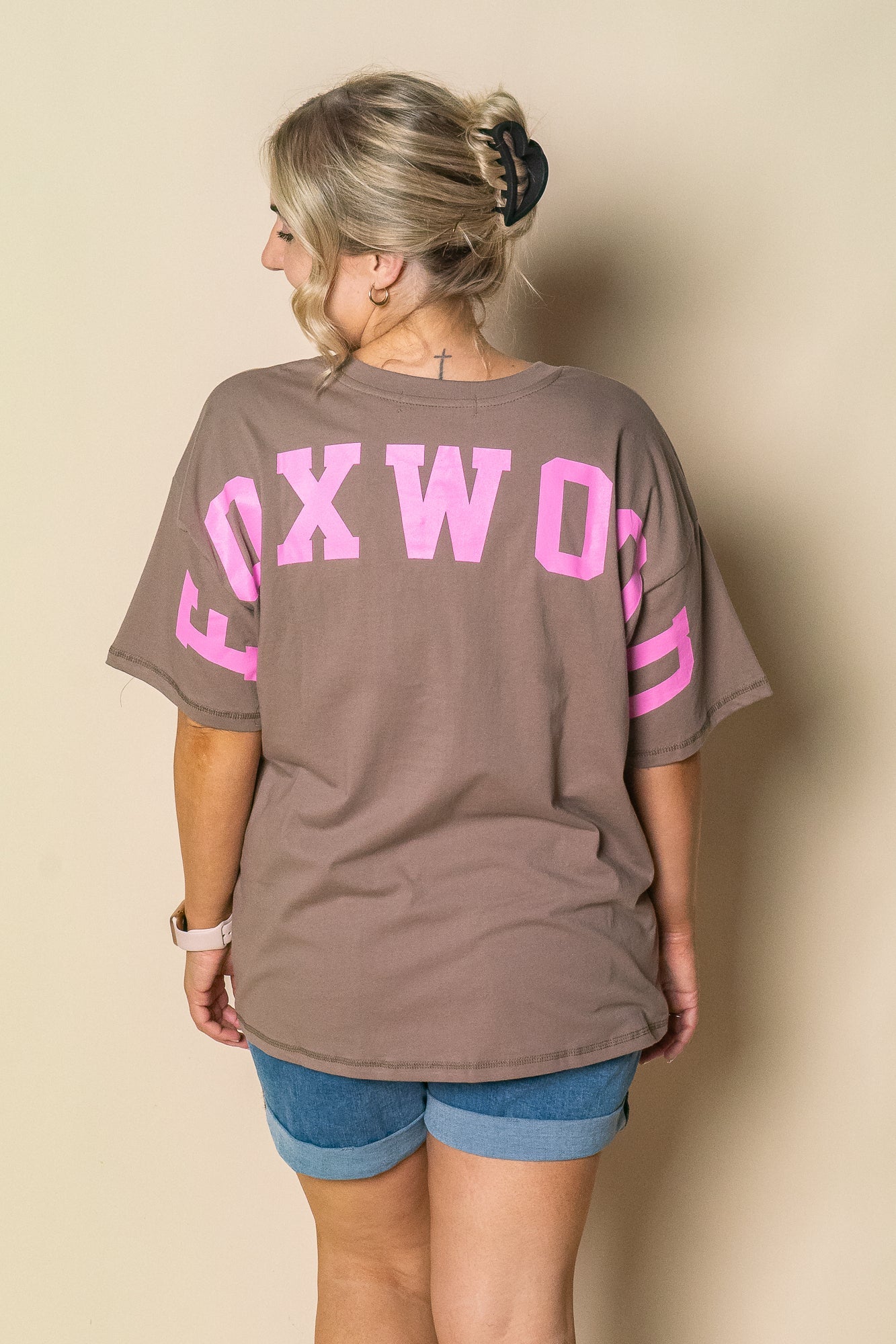 Interval Tee in Brown/Bright Pink - Foxwood