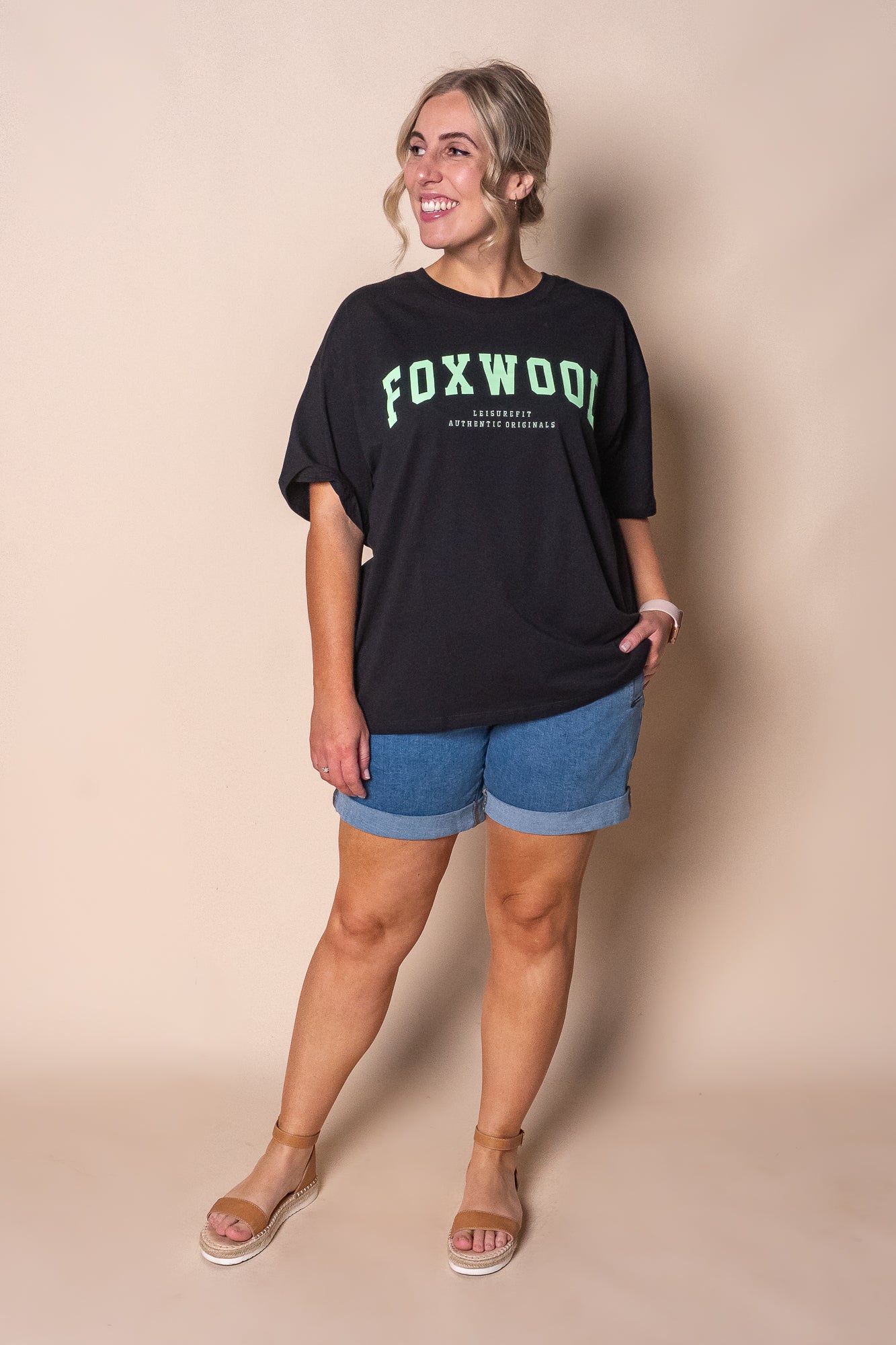 Interval Tee in Washed Black/Bright Green - Foxwood