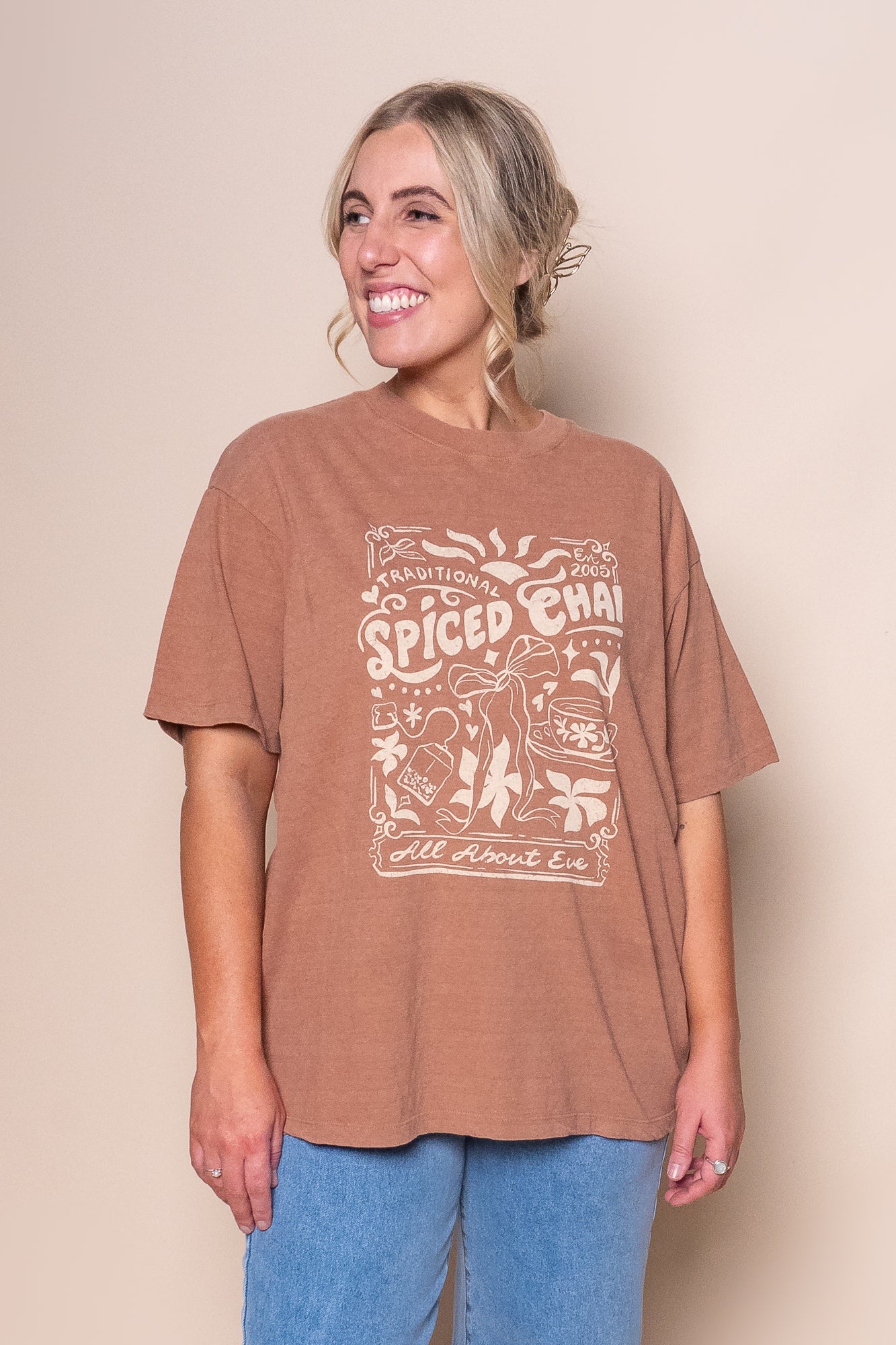 Nahla Relaxed Tee in Cinnamon - All About Eve
