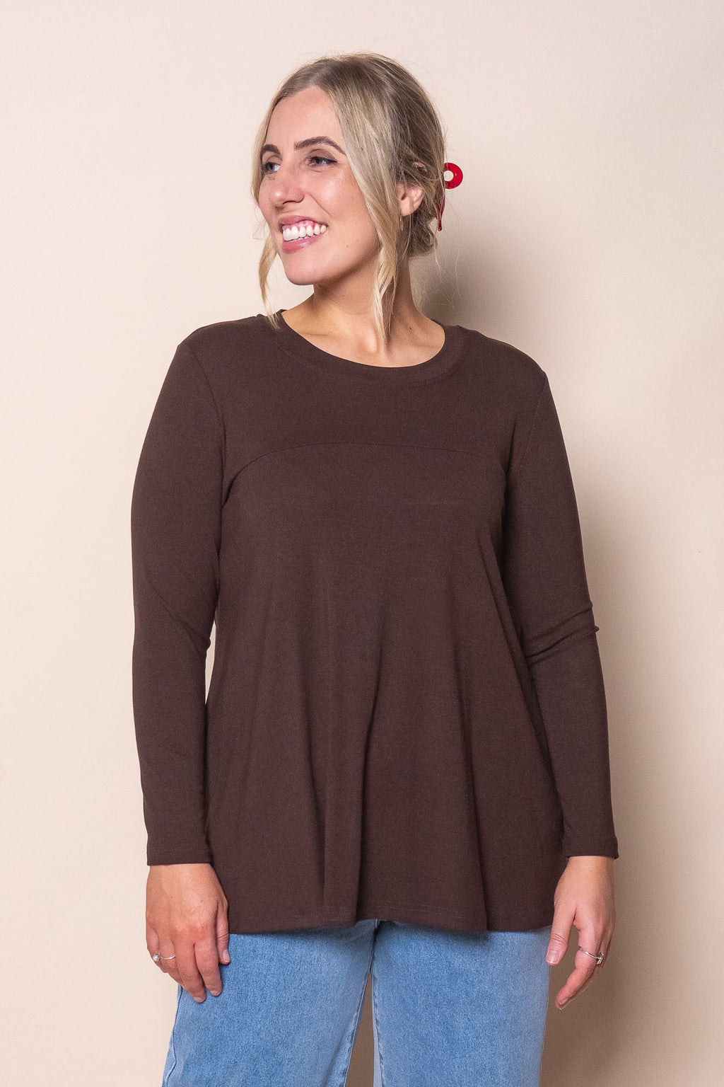 June L/S Top in Chocolate