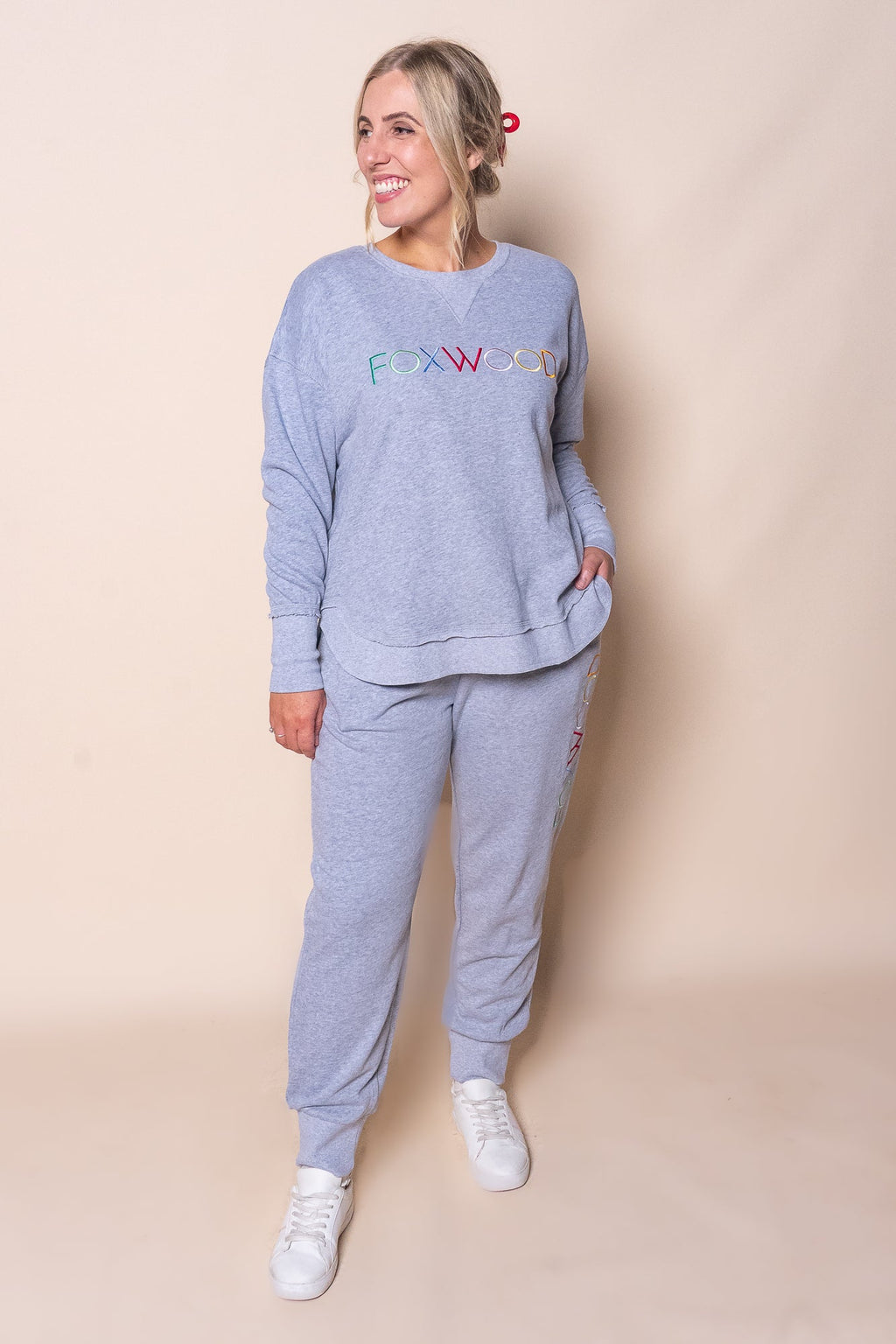 Simplified Confetti Track Pants in Grey Marle - Foxwood