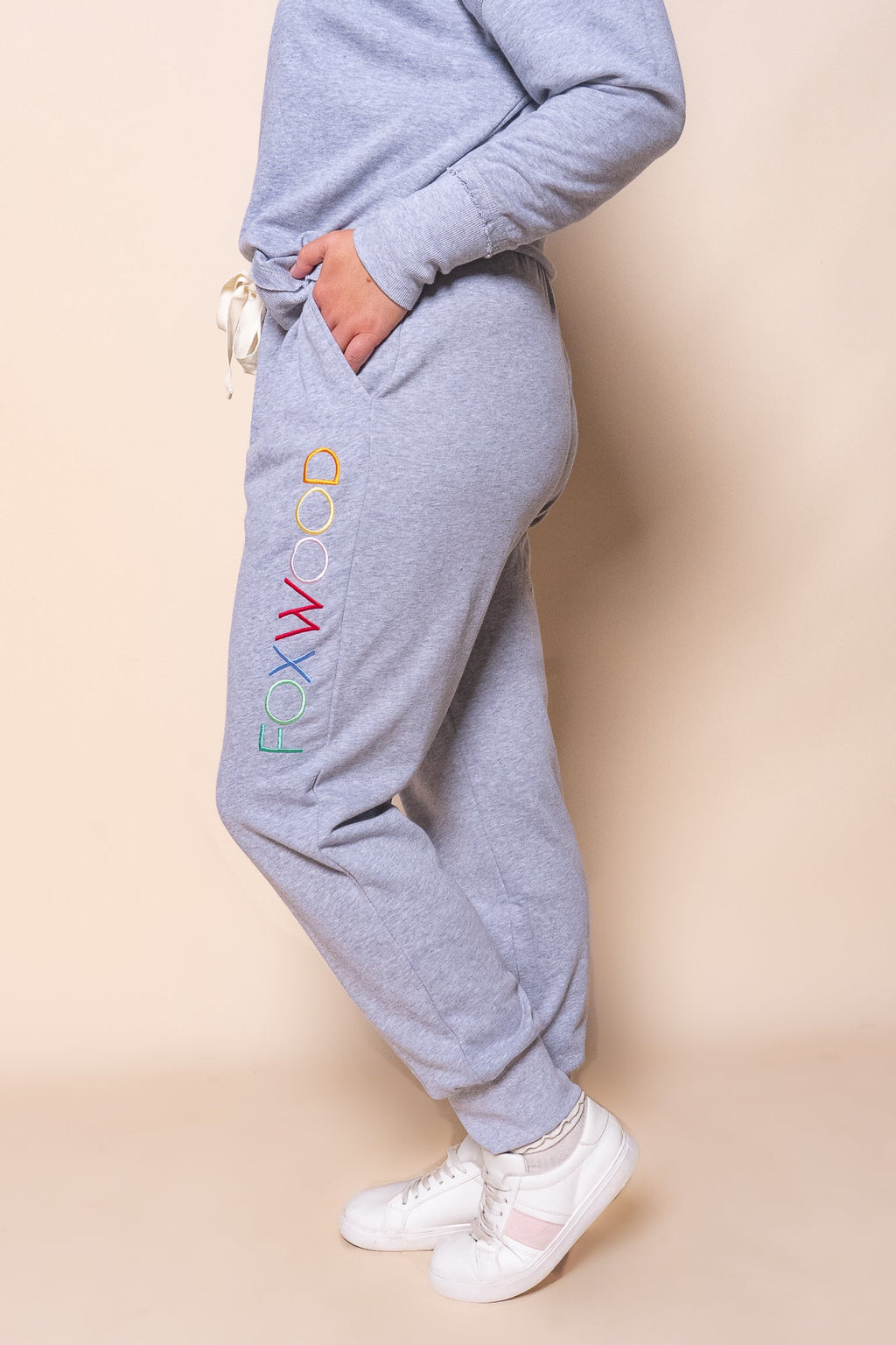 Simplified Confetti Track Pants in Grey Marle - Foxwood