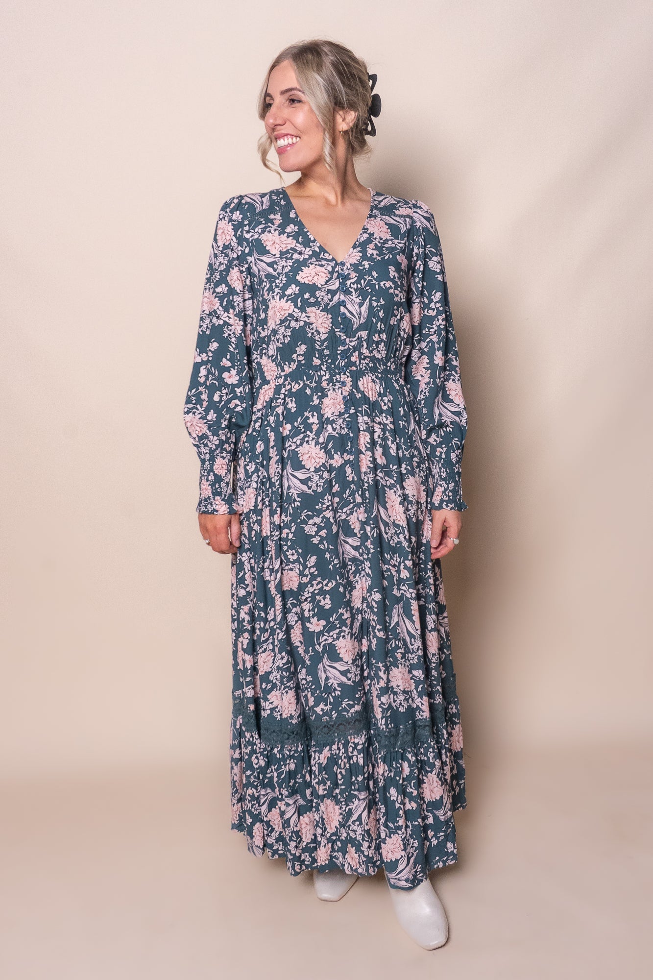 Hermine Maxi Dress in Dark Teal