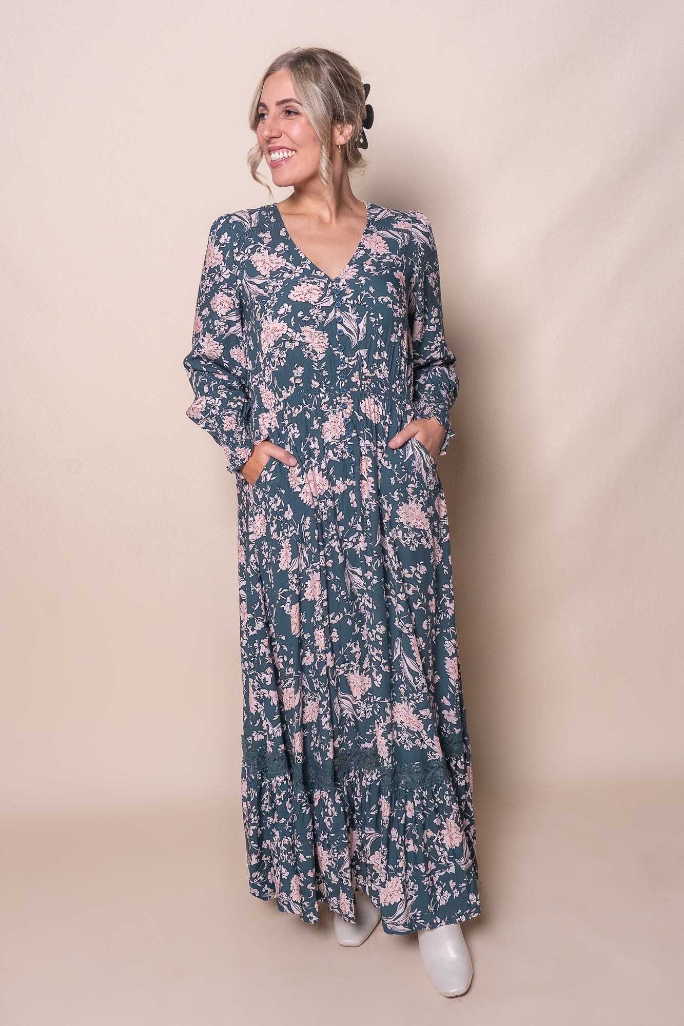 Hermine Maxi Dress in Dark Teal