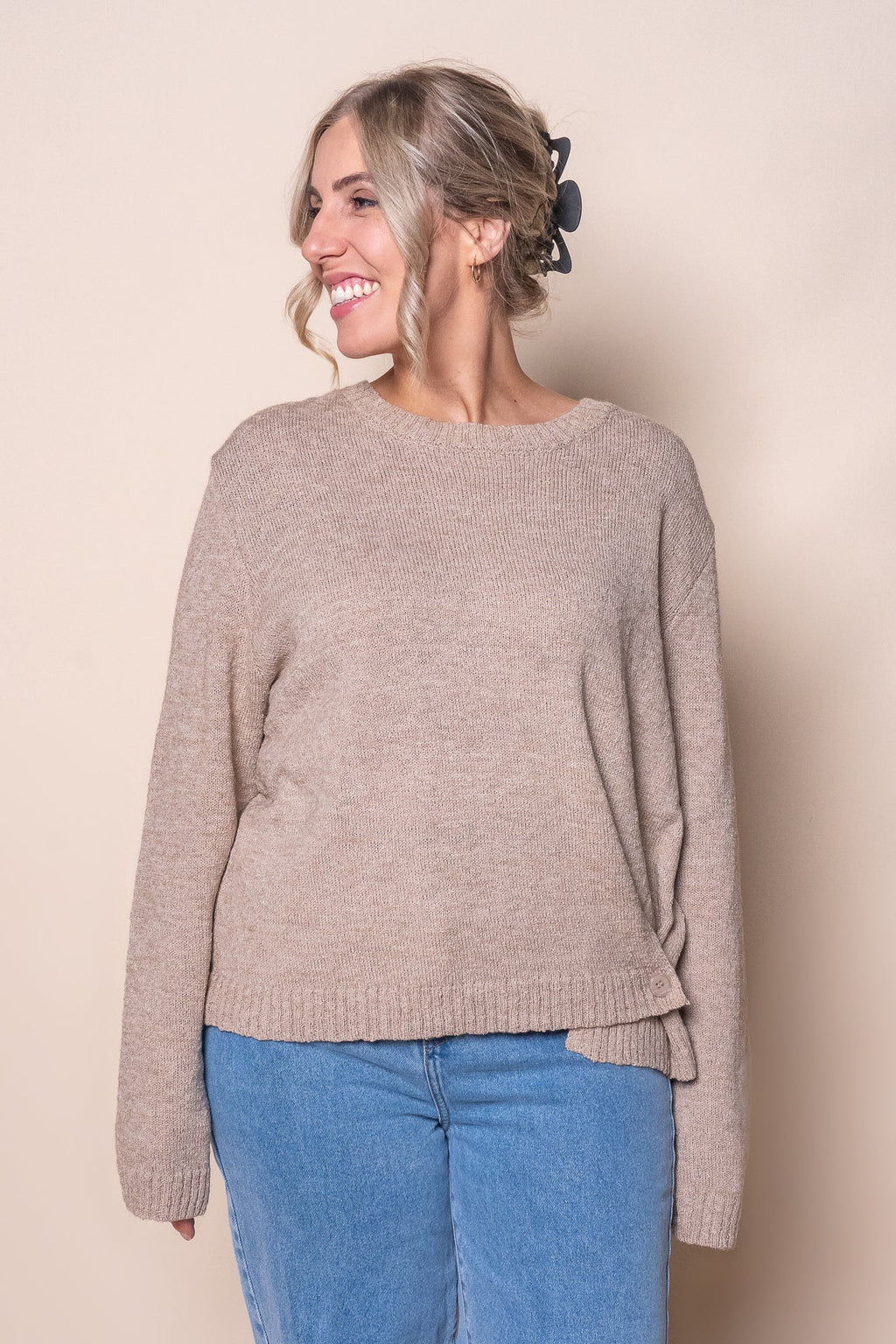 Tosca Crepe Knit Jumper in Mocha