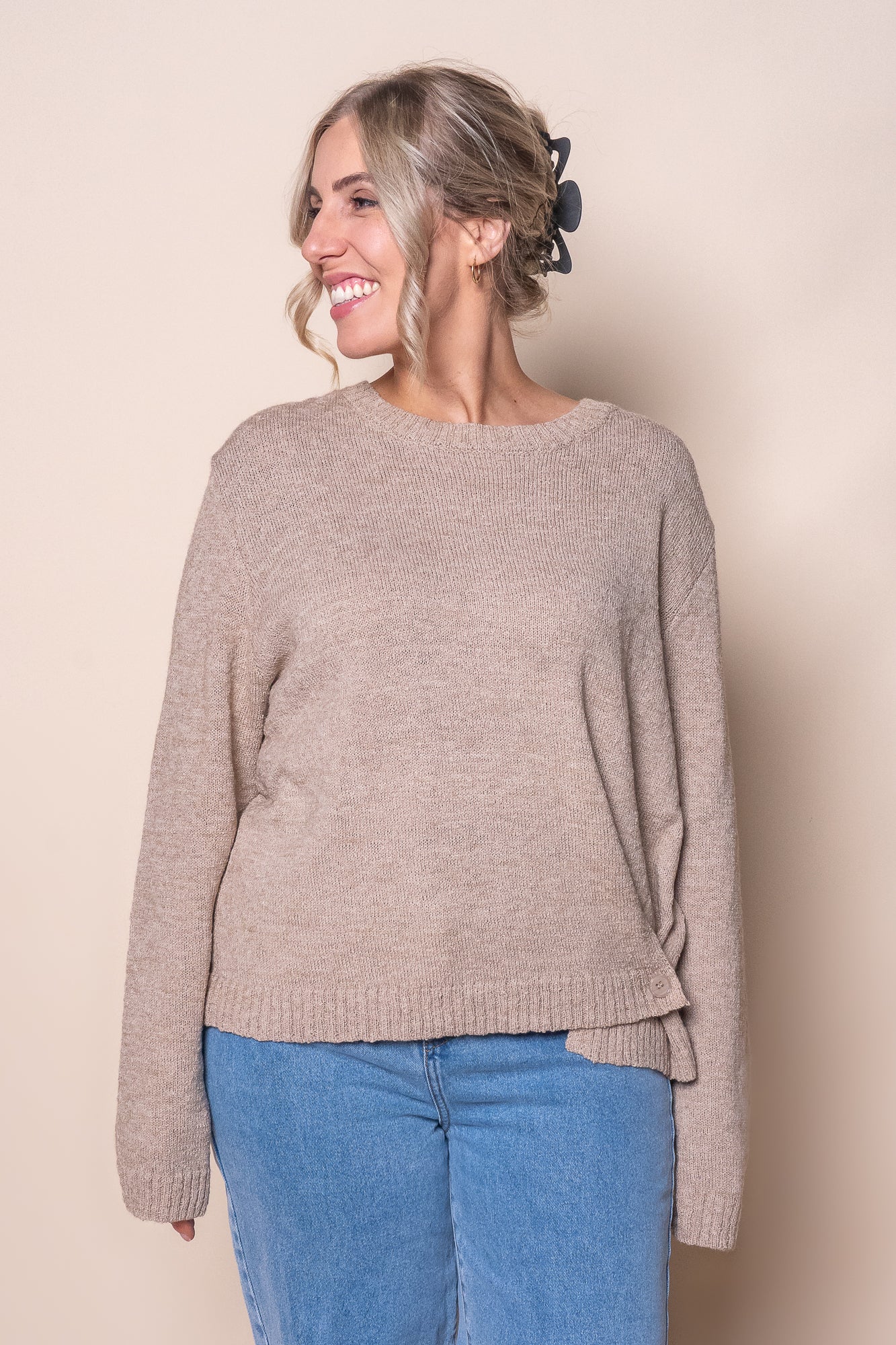 Tosca Crepe Knit Jumper in Mocha