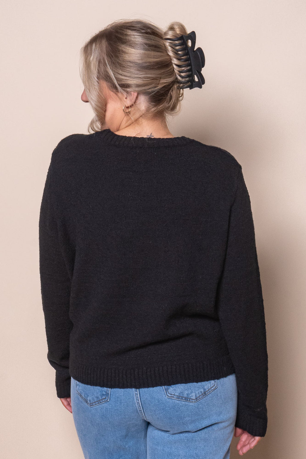 Tosca Crepe Knit Jumper in Black